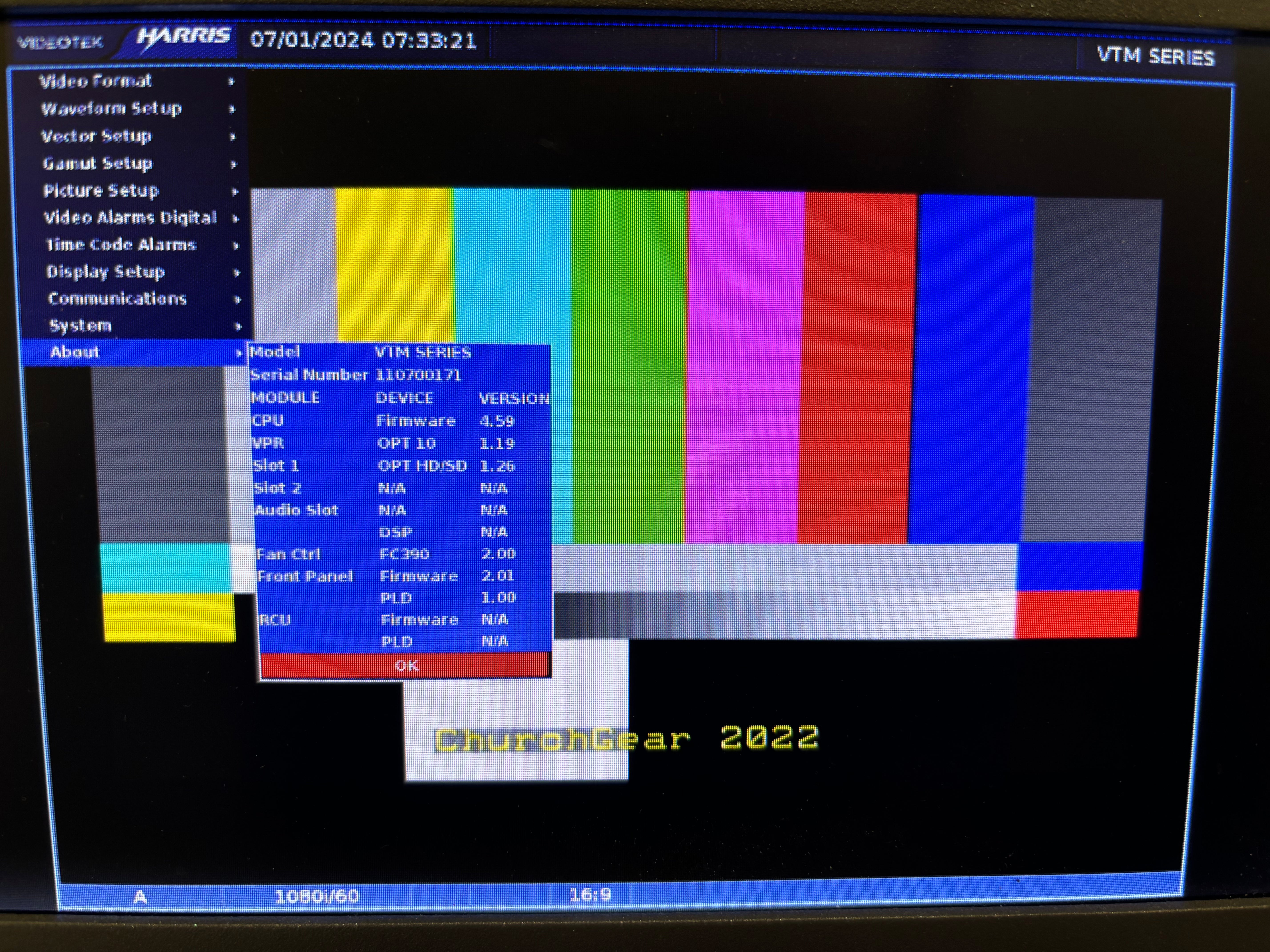 Harris VTM4100PKG Multi-Format Modular On-Screen Monitor