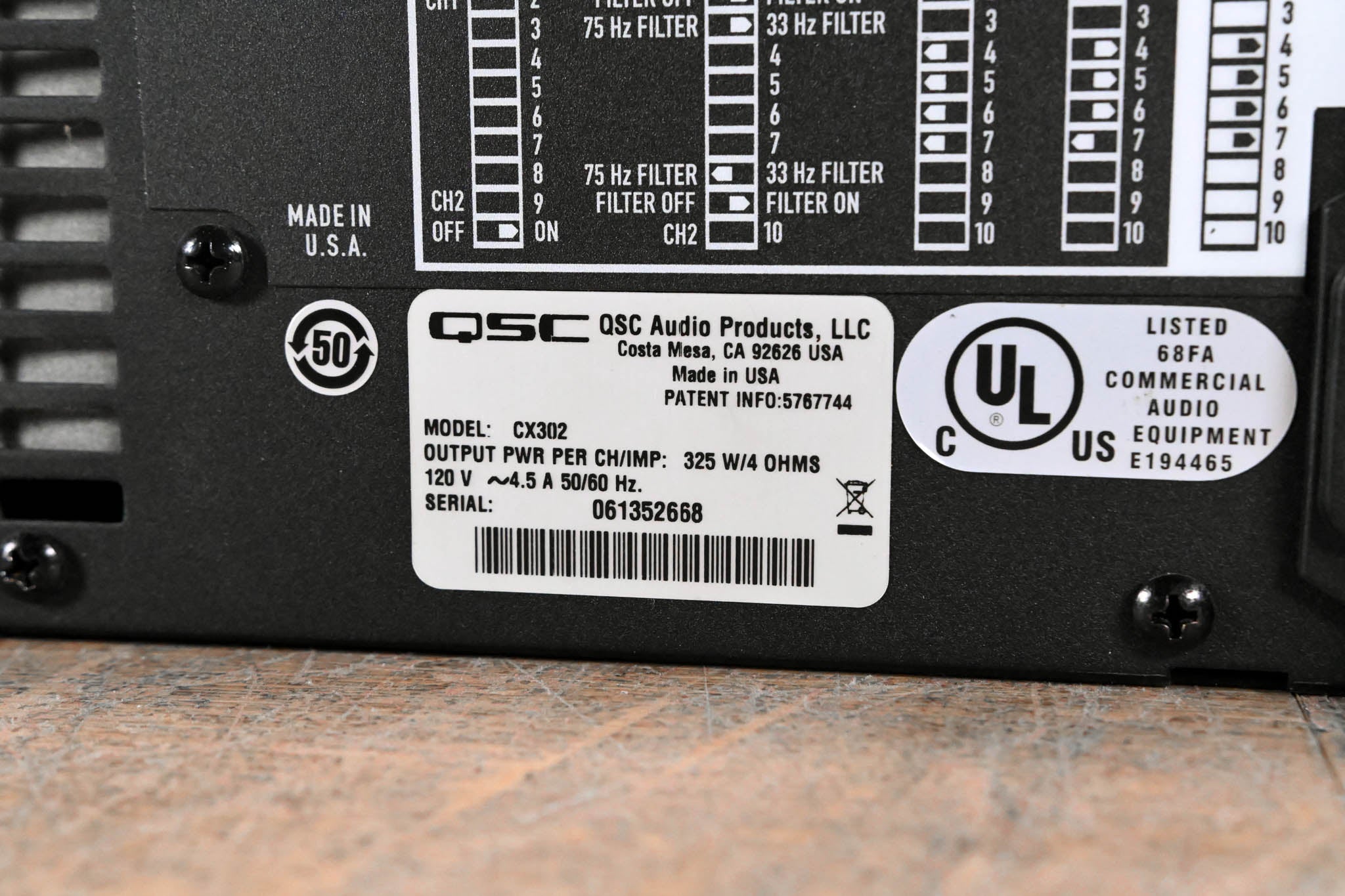 QSC CX302 2-Channel Power Amplifier