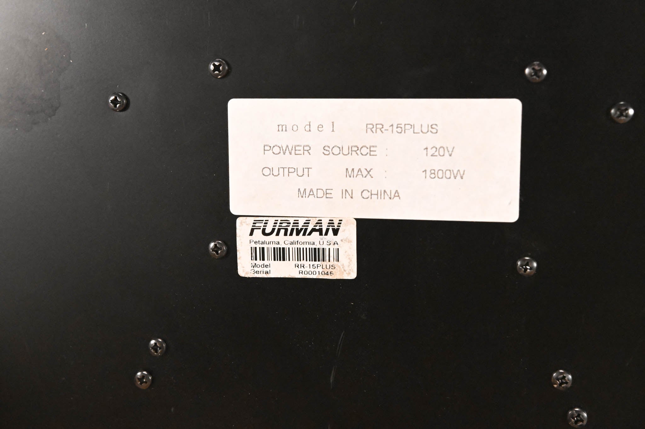 Furman RackRider RR-15PLUS 1RU Power Conditioner w/ Lights + V-Meter