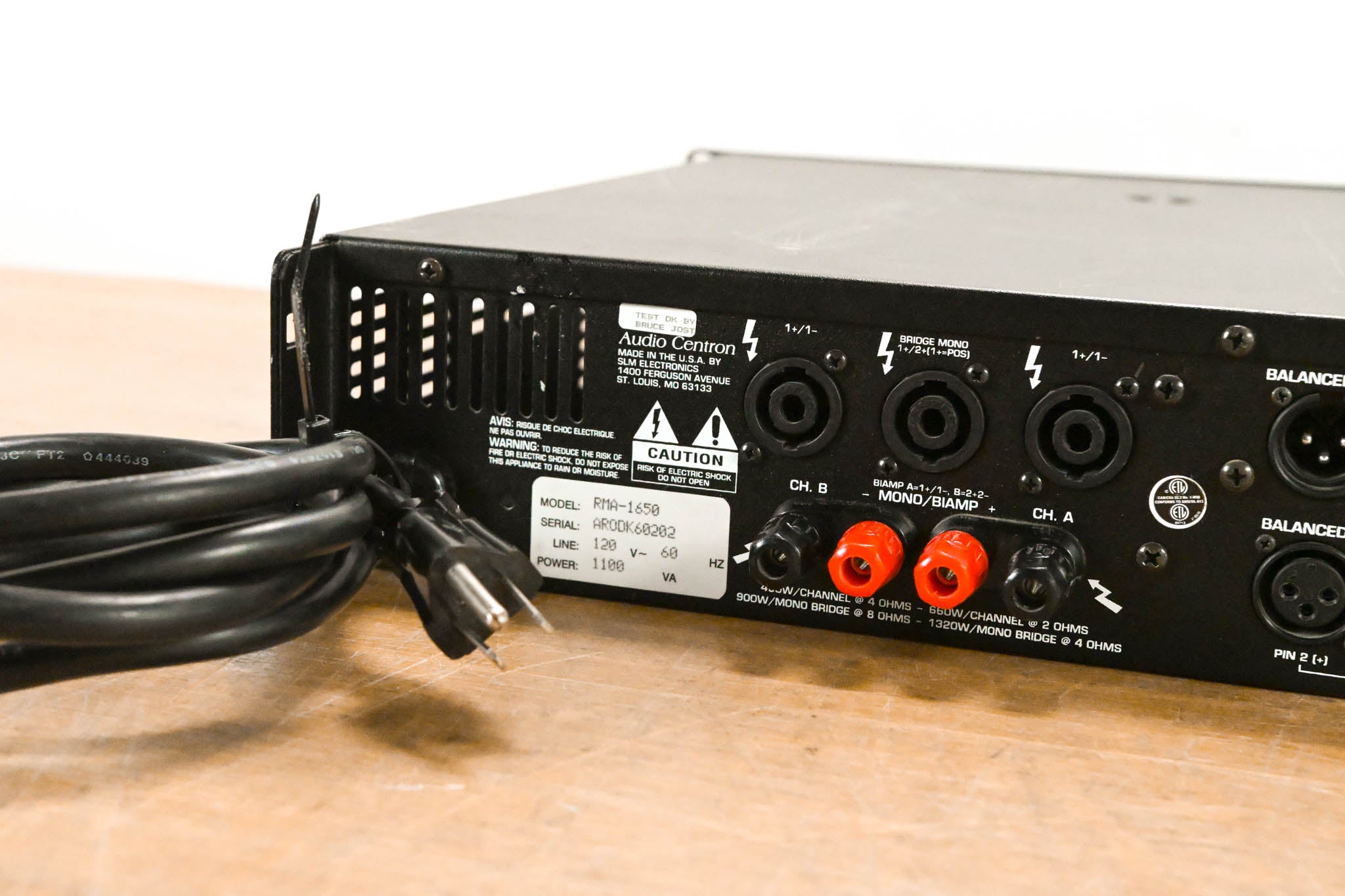 Audio-Centron RMA-1650 1300W Stereo Power Amplifier