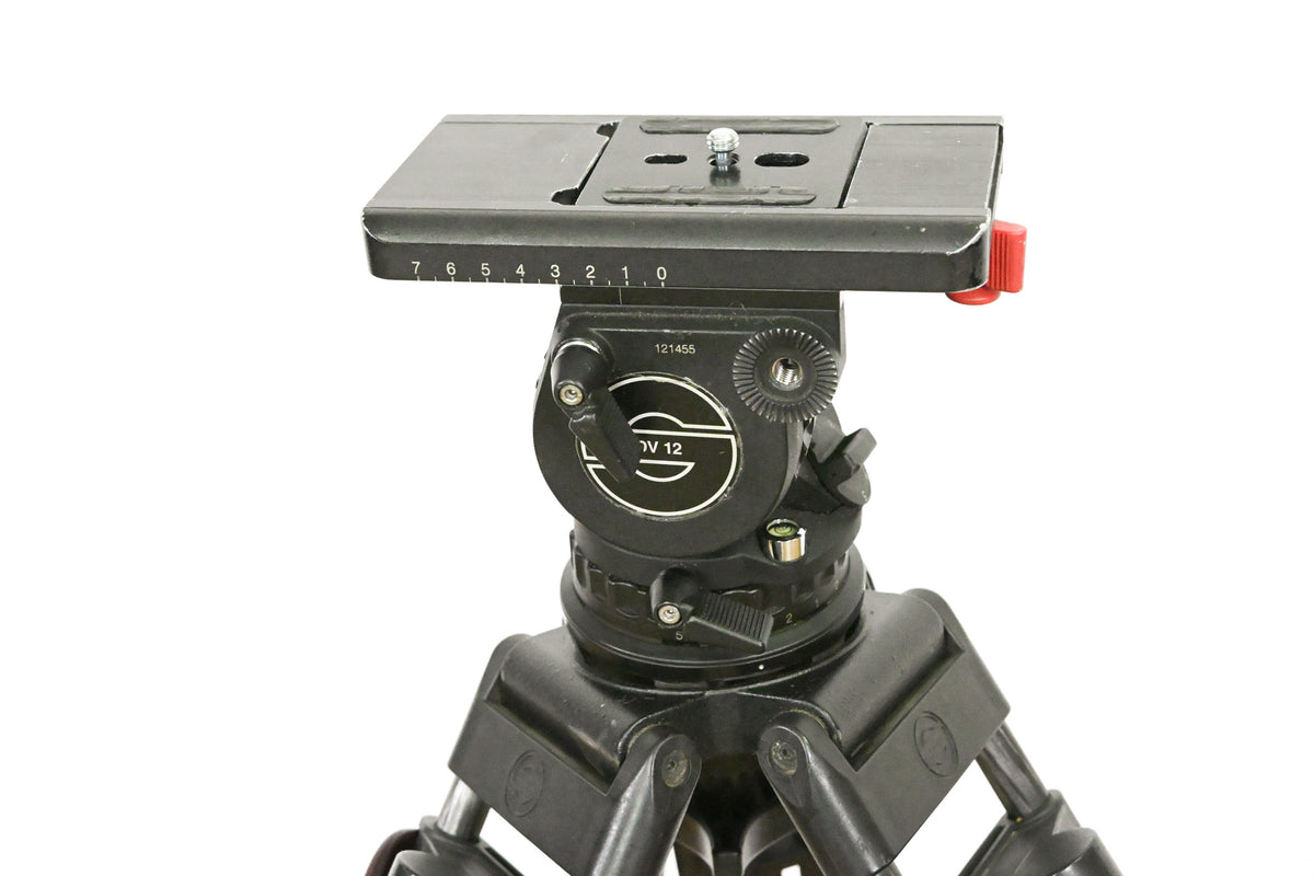 Sachtler DV-12 Fluid Head w/ Speed Lock CF Tripod & Mid-Level Spreader