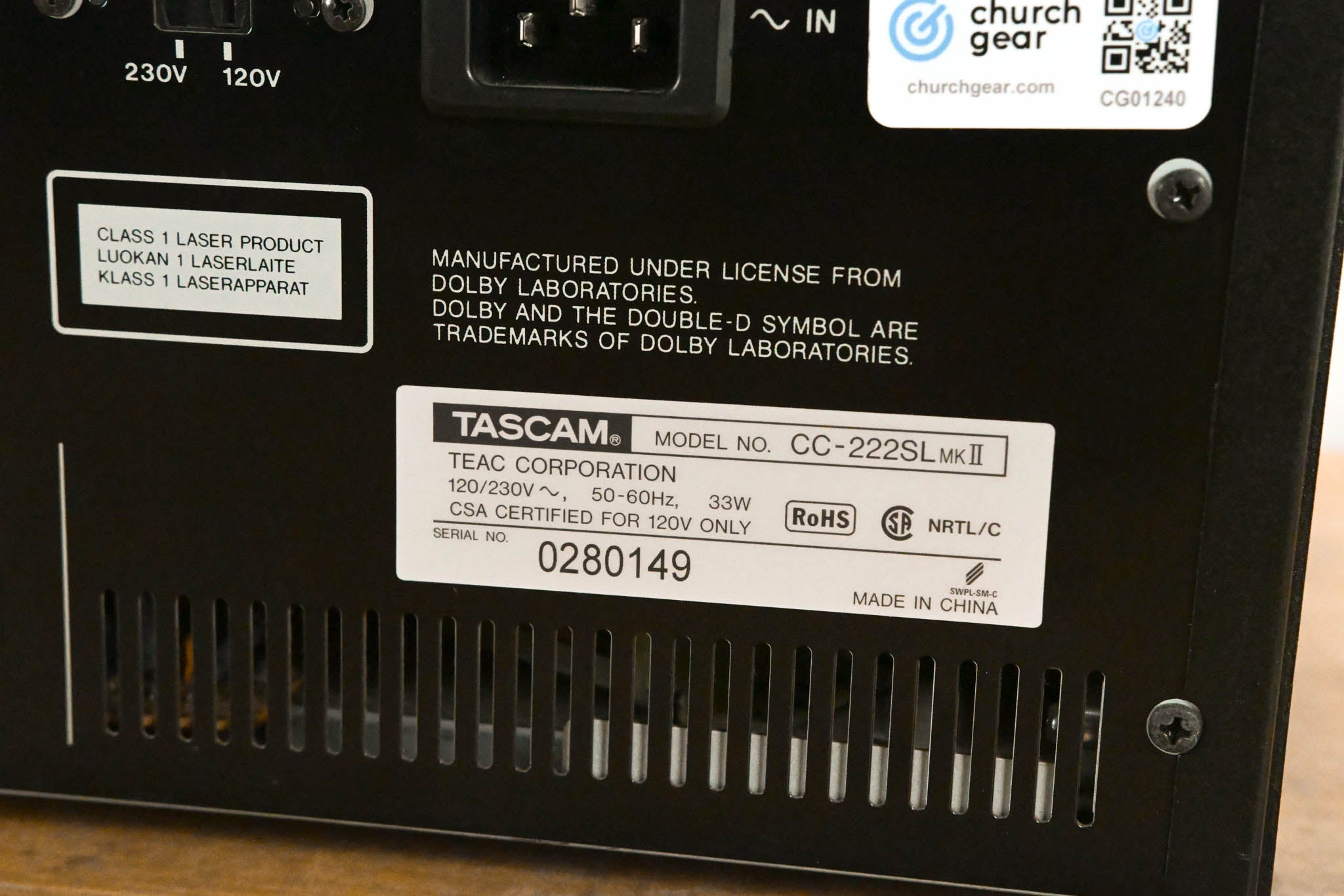 TASCAM CC-222SLMKII CD Recorder / Cassette Combination Deck