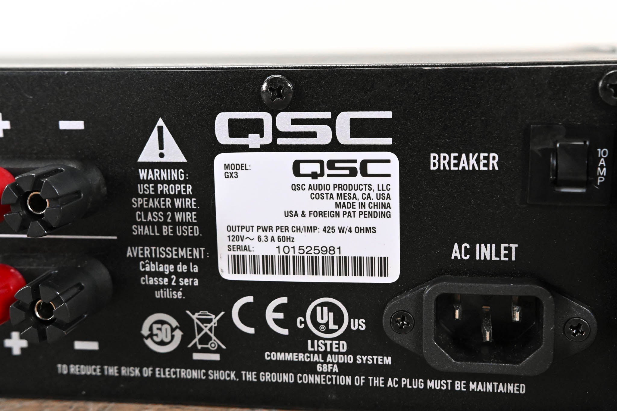 QSC GX3 300W 2-Channel Power Amplifier