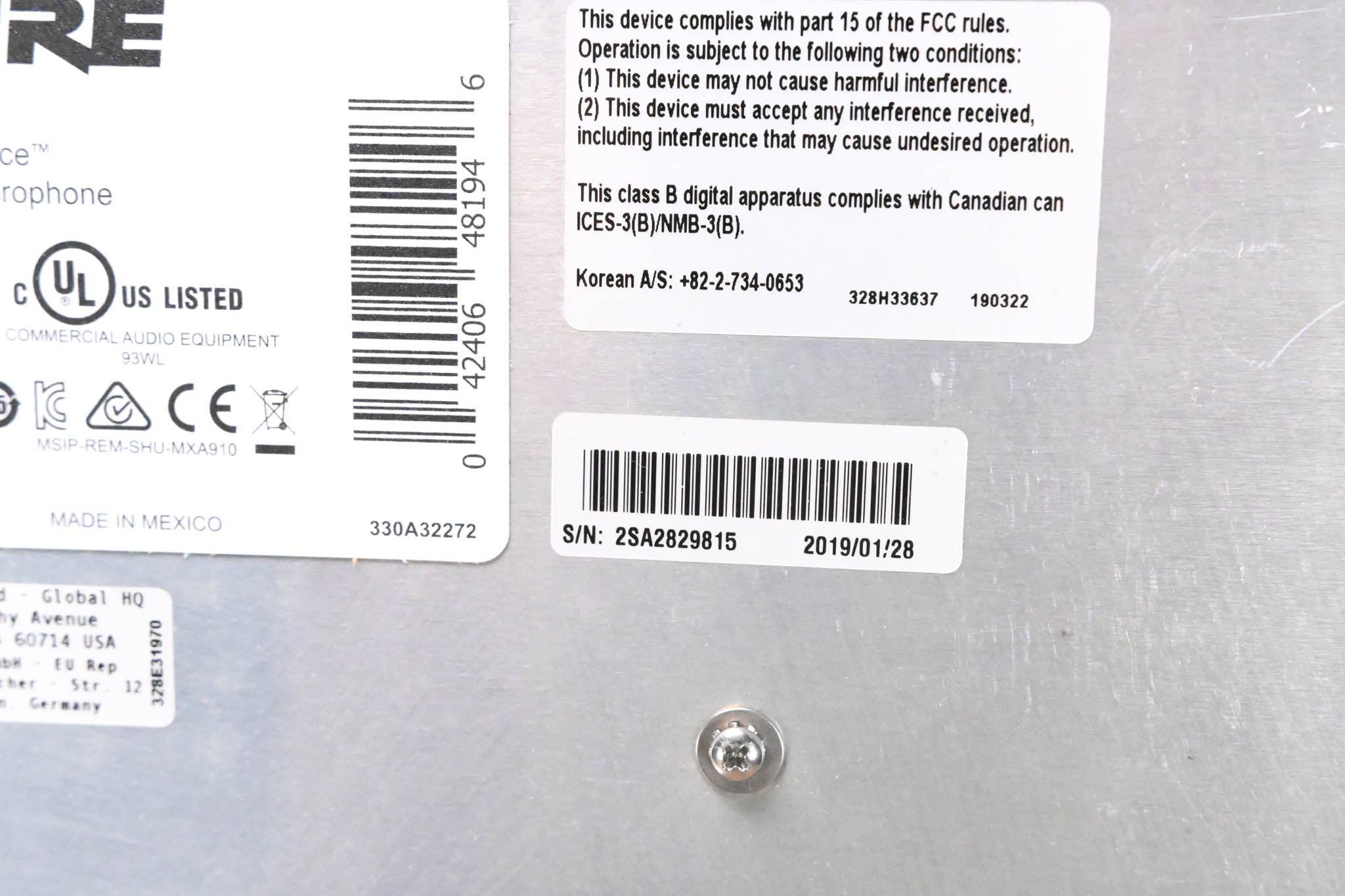 Shure MXA910W Ceiling Array Microphone