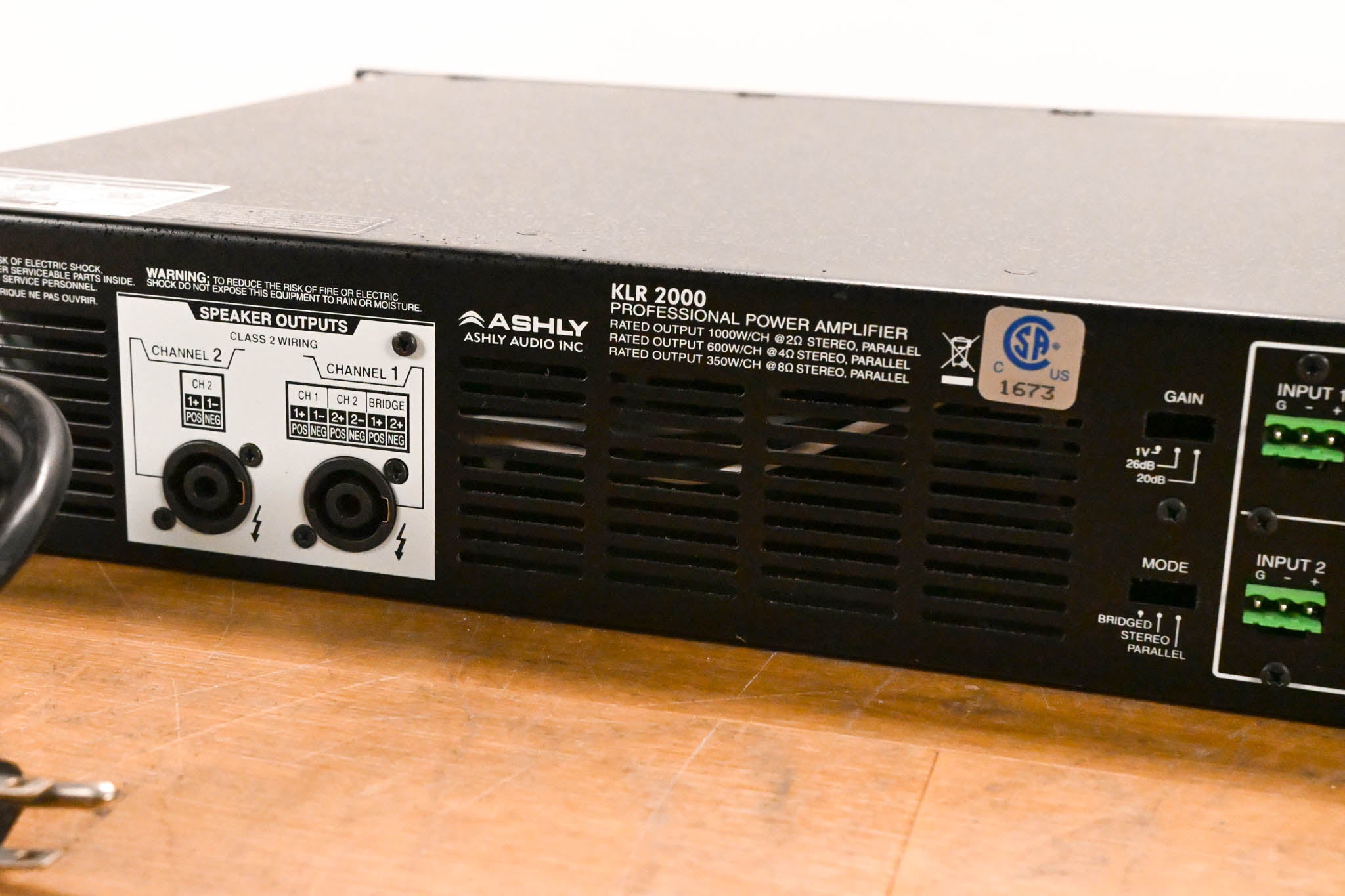 Ashly KLR-2000 Dual-Channel 1,000W Power Amplifier