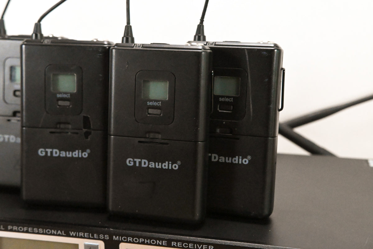 GTD Audio G-787 PLL Pro Wireless Mic Receiver w/ 4 Beltpacks (NO PSU)
