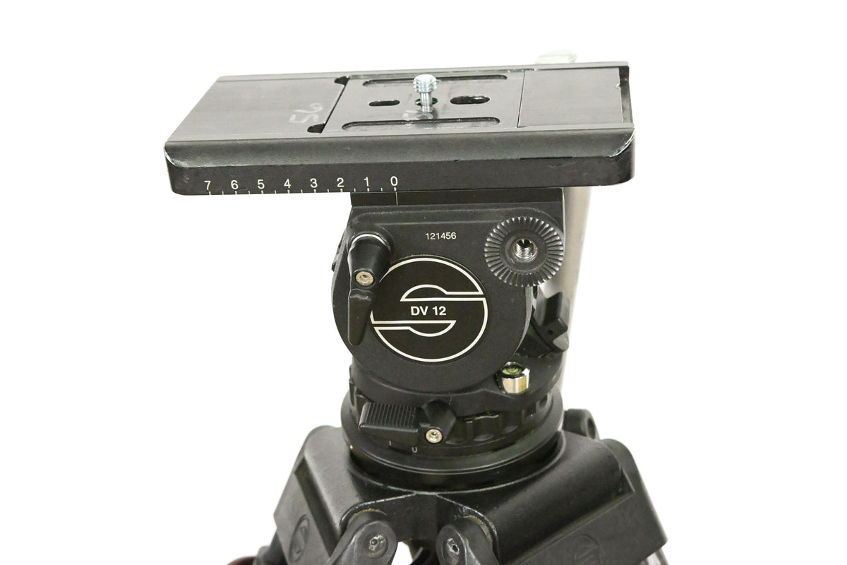 Sachtler DV-12 Fluid Head w/ Speed Lock CF Tripod & Mid-Level Spreader