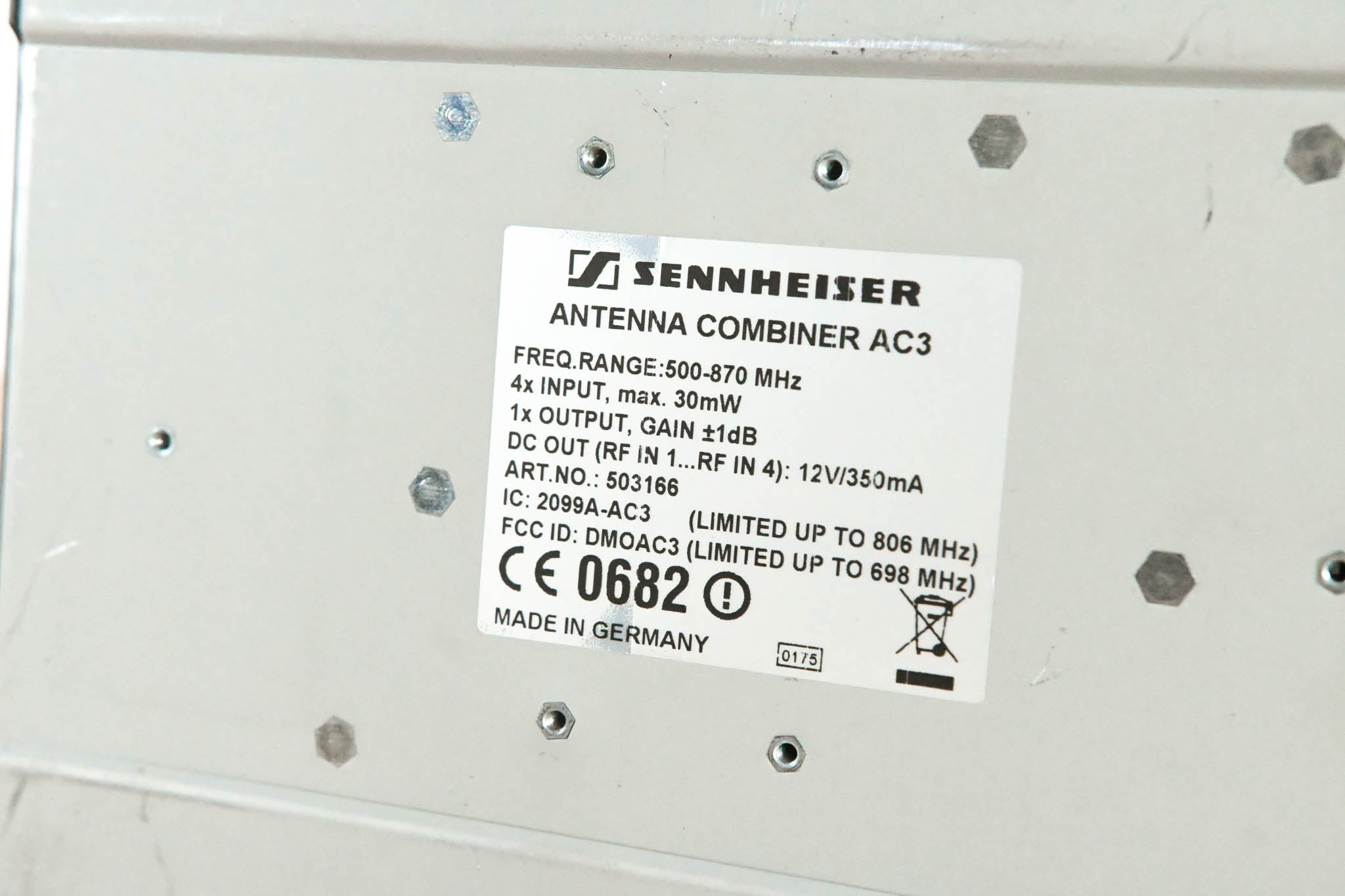 Sennheiser AC 3 Antenna Combiner - 500-870 MHz (NO POWER SUPPLY)