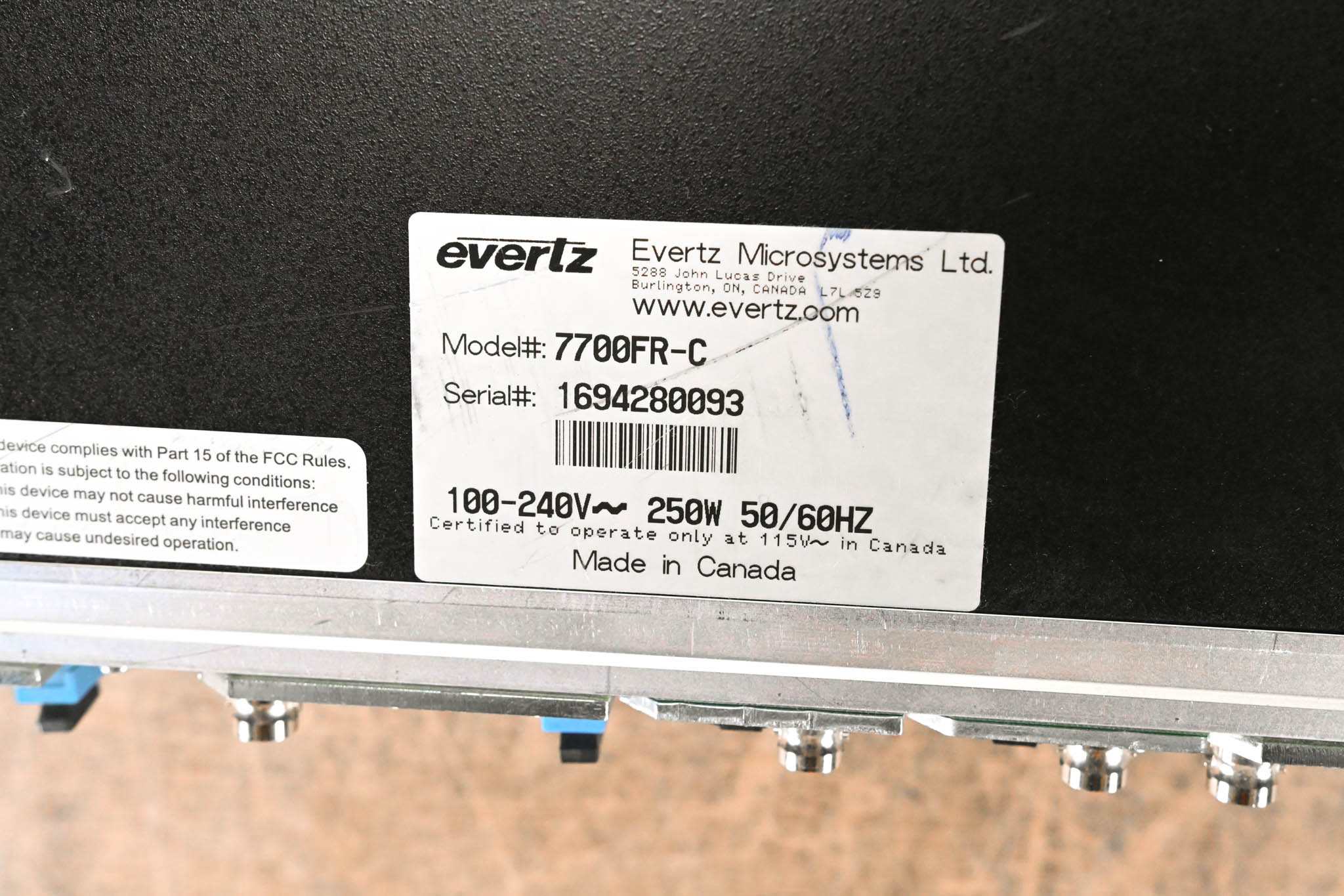 Evertz 7700FR-C Multiframe Chassis with Cards CG00423