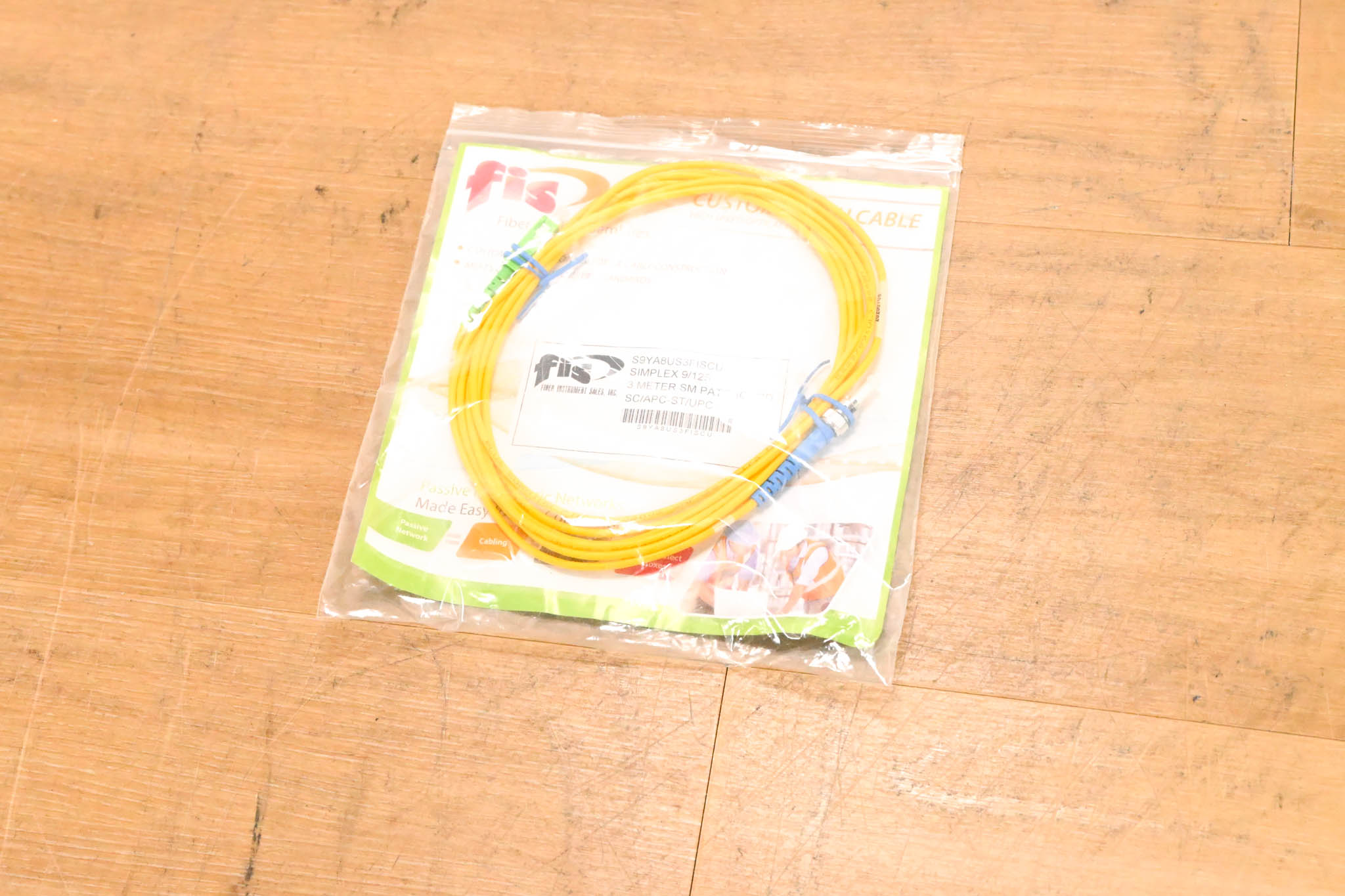 FIS SC/APC-ST/UPC Simplex Single Mode Fiber Cable - 3m