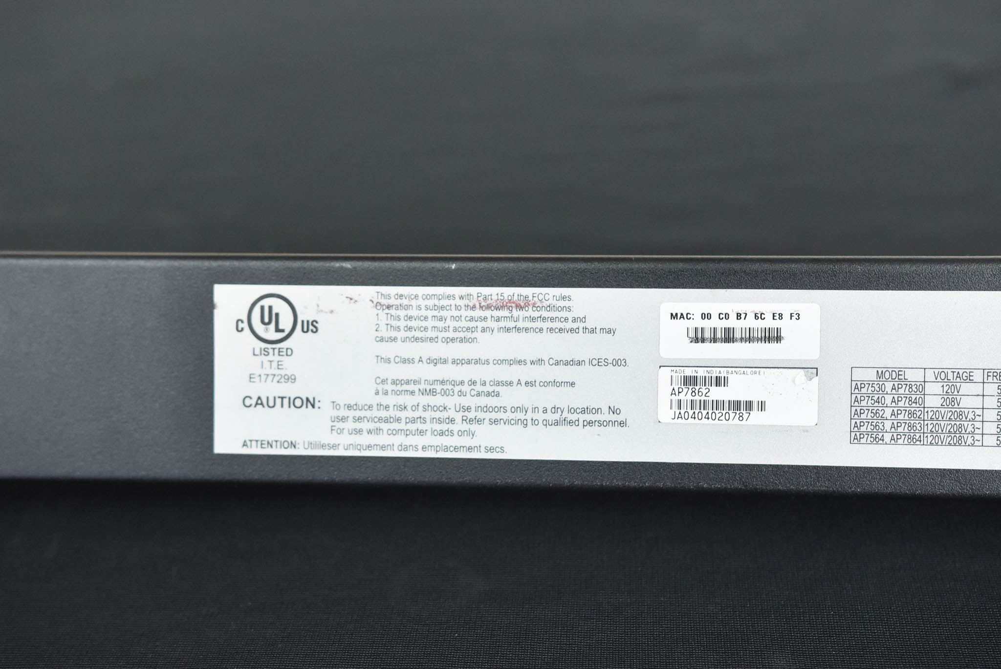 APC AP7862 Metered Rack PDU