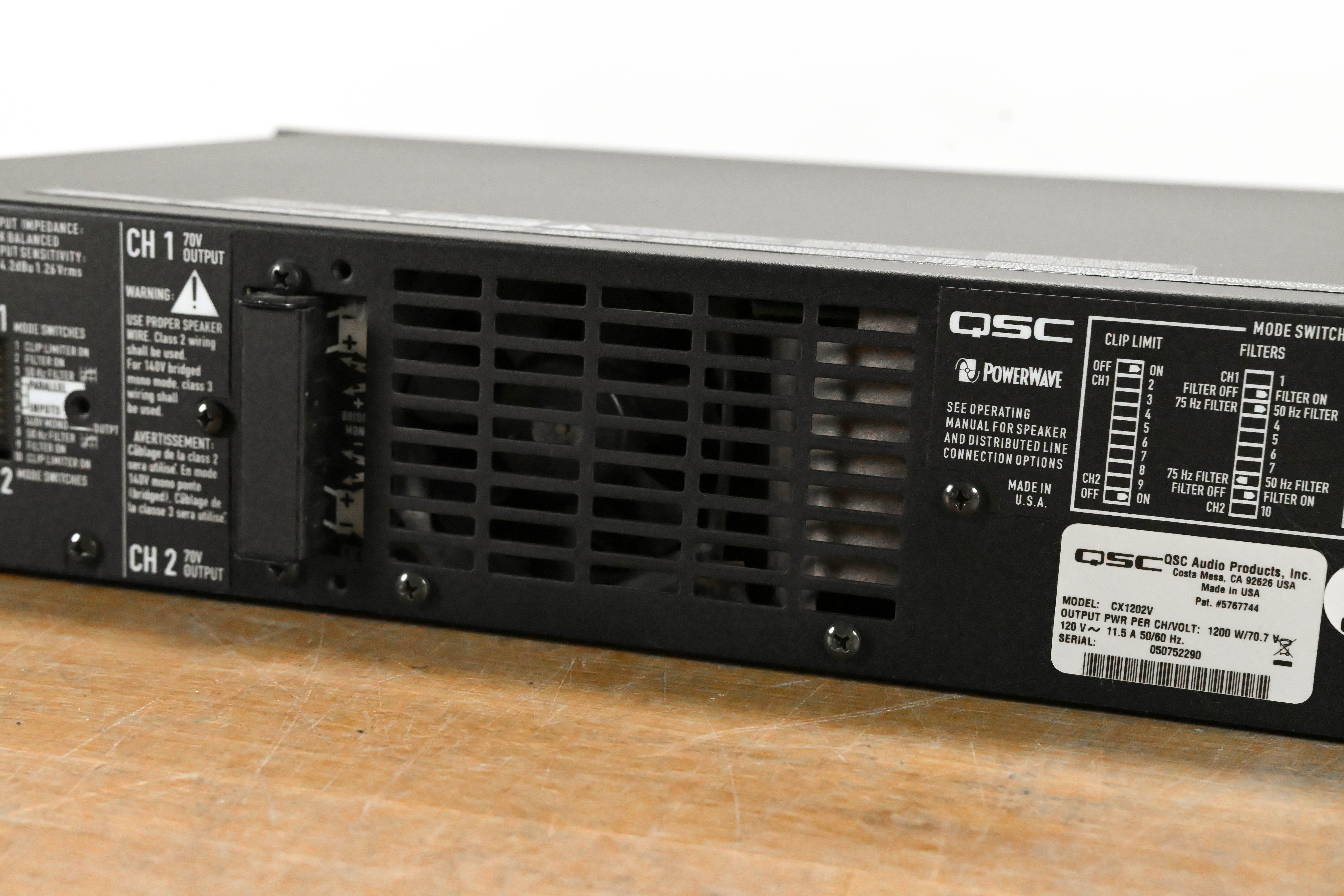 QSC CX1202V 1200W 70V 2-Channel Power Amplifier