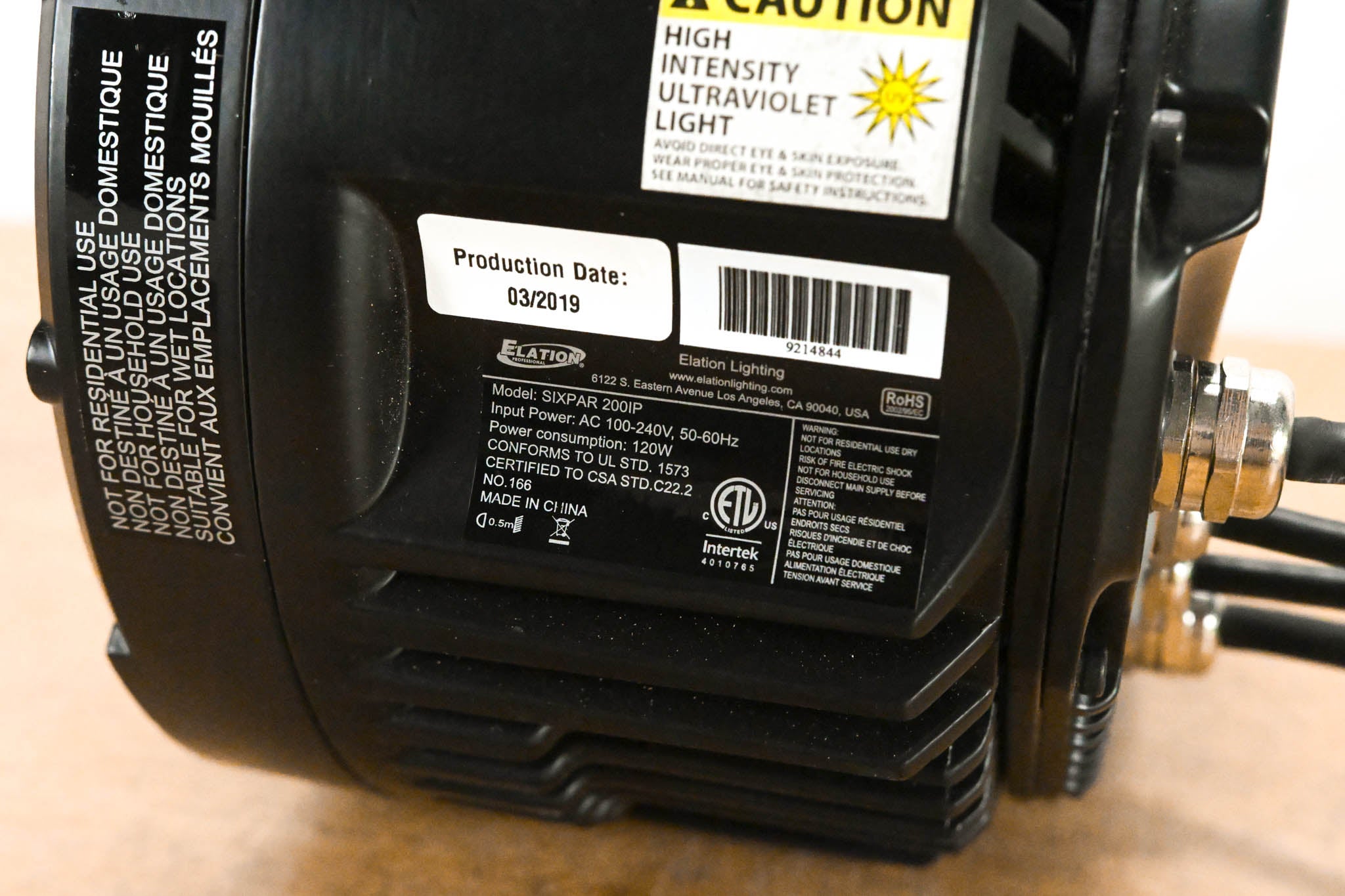 Elation SIXPAR 200IP 12x 12W RGBAW+UV LED IP65 Par Fixture