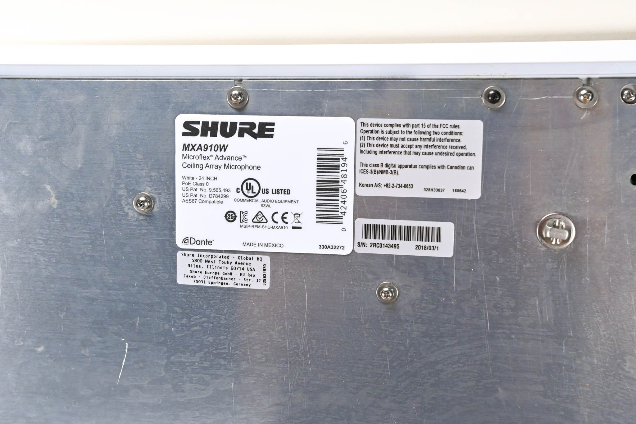 Shure MXA910W Ceiling Array Microphone