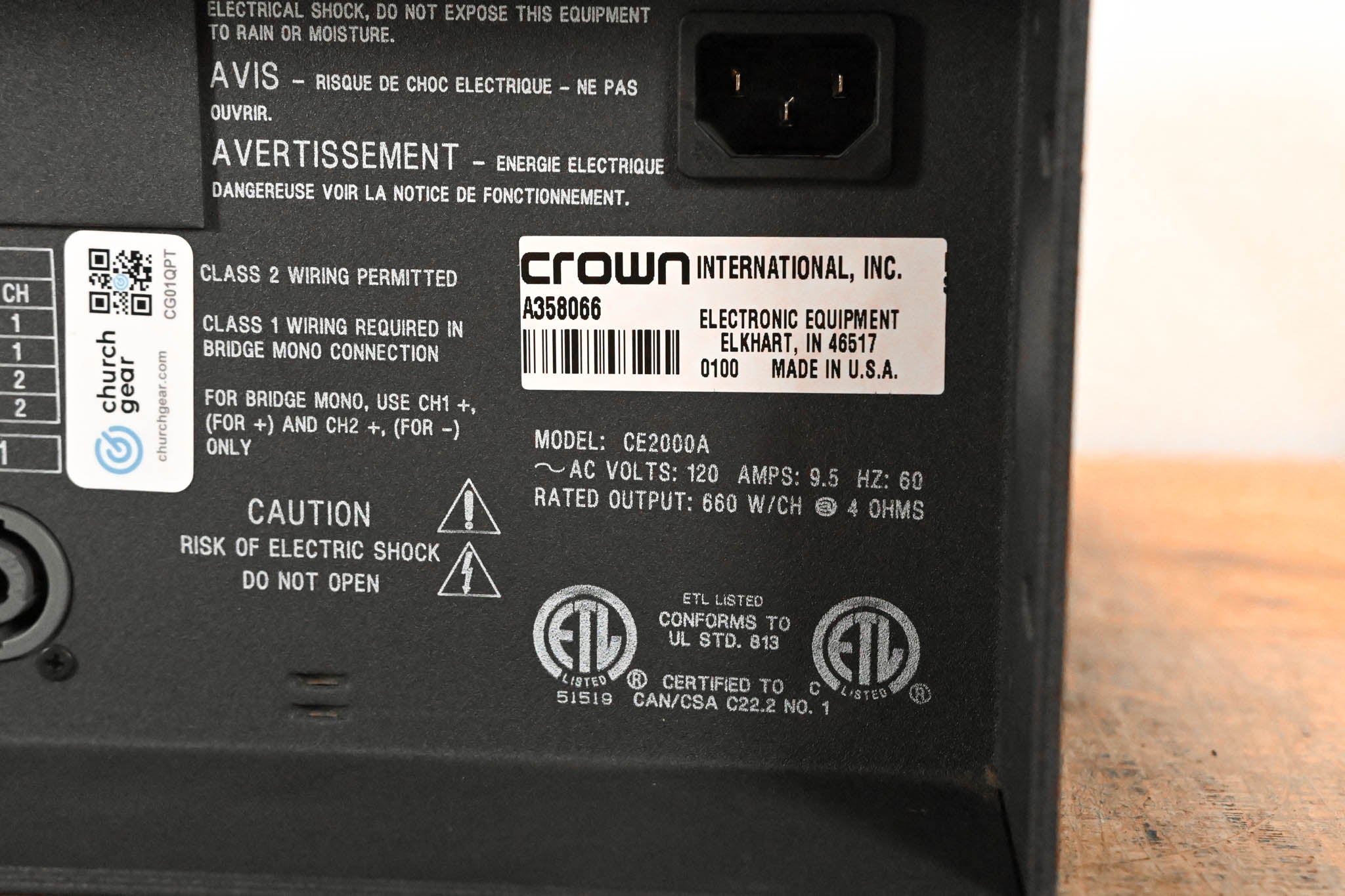 Crown CE2000 2-Channel Power Amplifier