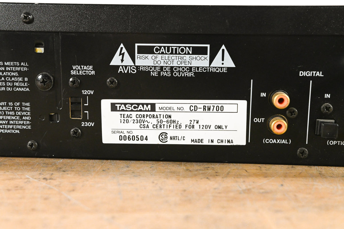 TASCAM CD-RW700 CD Rewritable Recorder