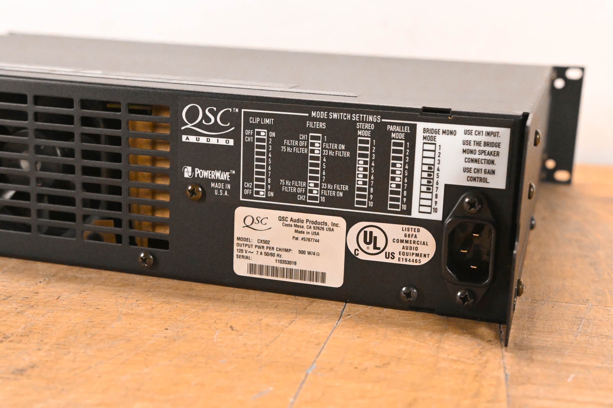QSC CX502 2-Channel Power Amplifier