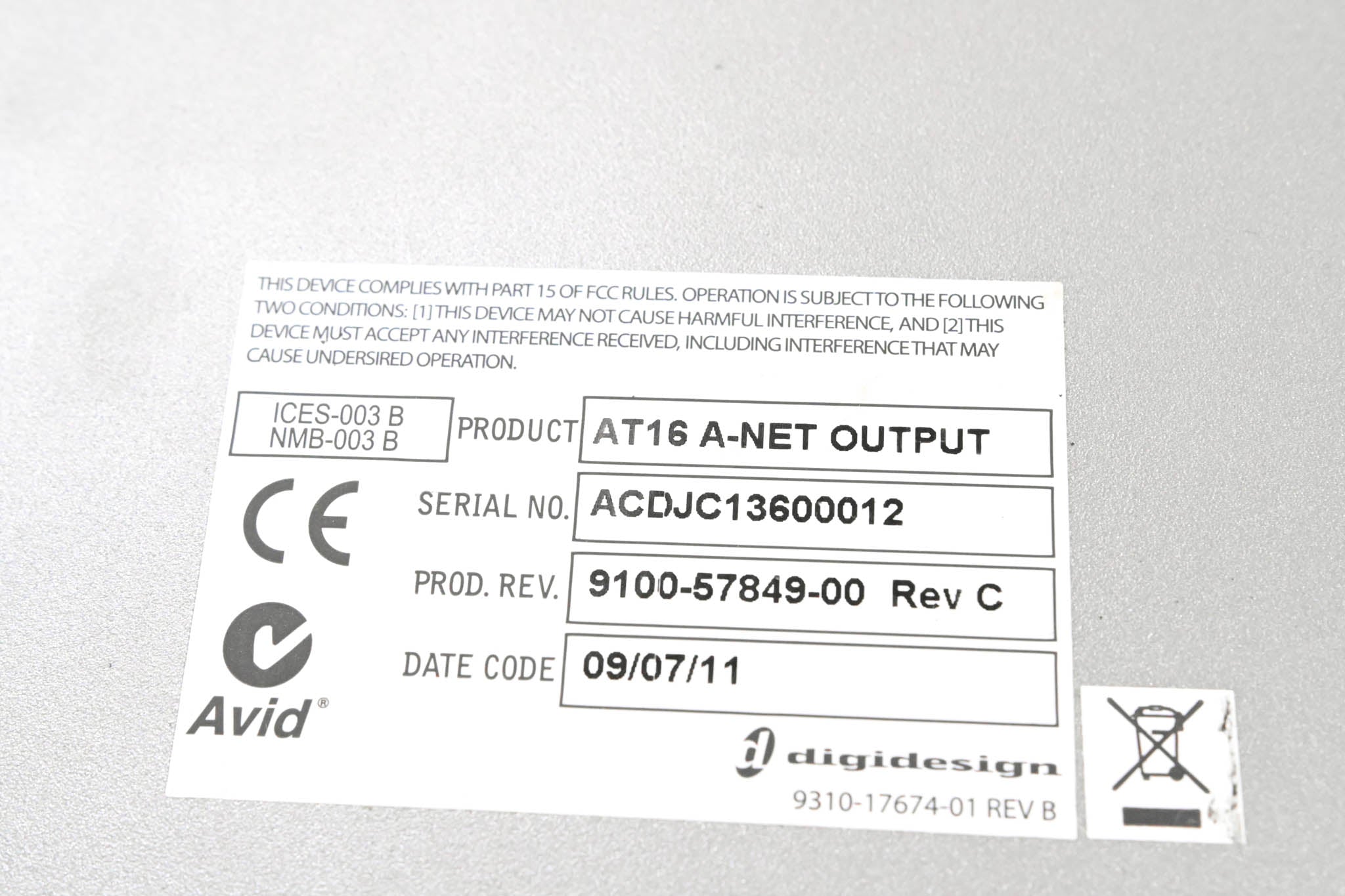 AVID AT16 A-Net Output Card for SC48 Console