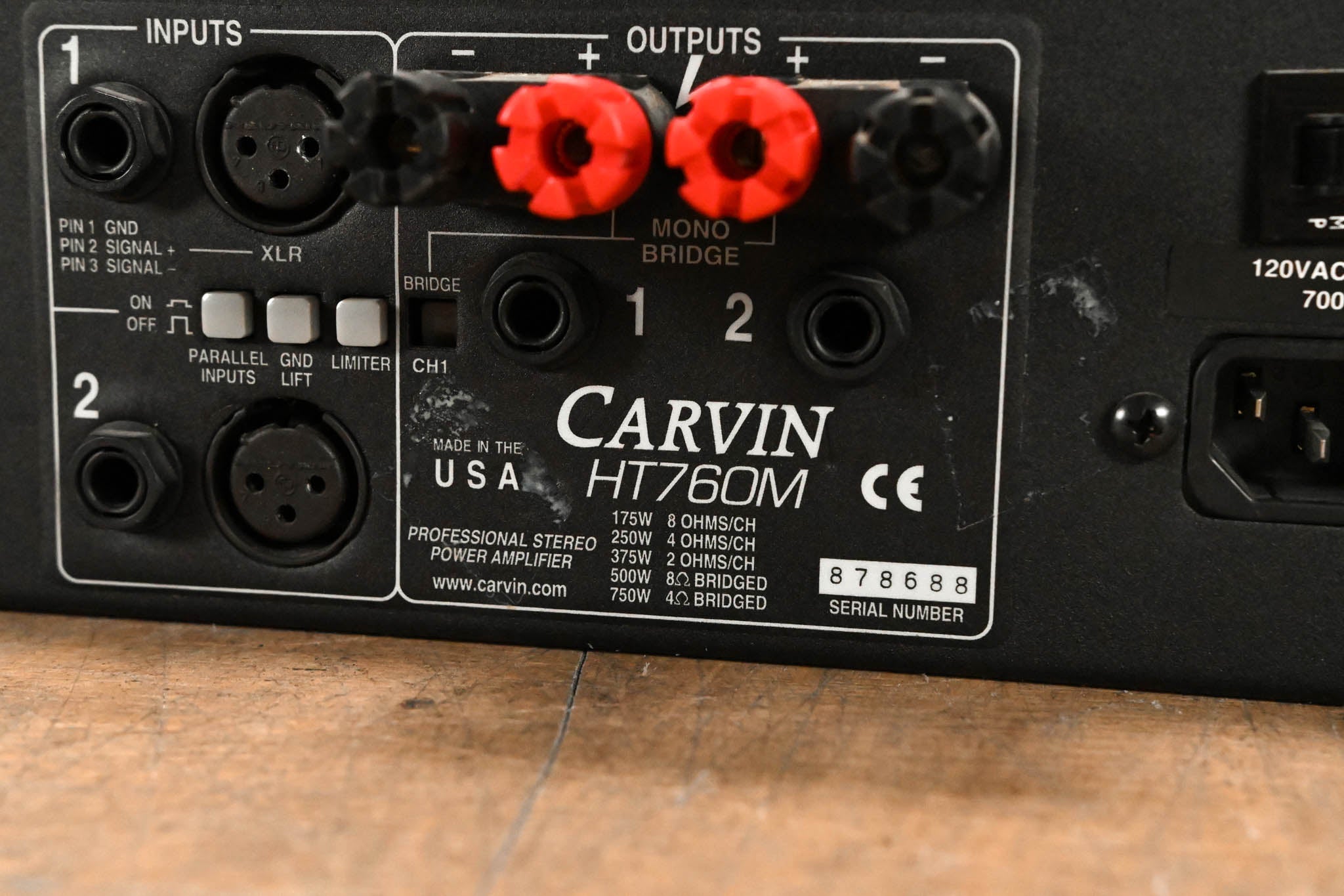 Carvin HT760M 2-Channel 750W Power Amplifier with EQ