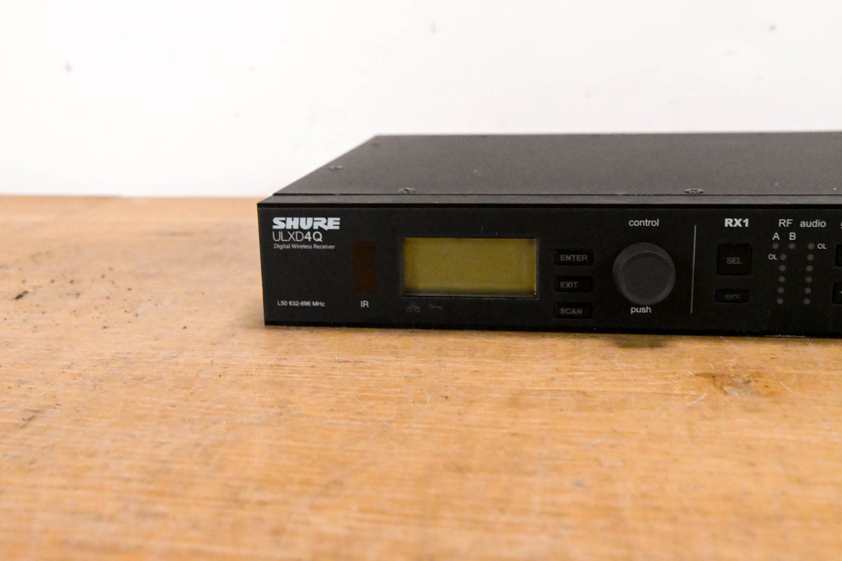 Shure ULXD4Q Receiver w/ 4 Handhelds + 4 Packs + 4 Lav Mics - L50 Band