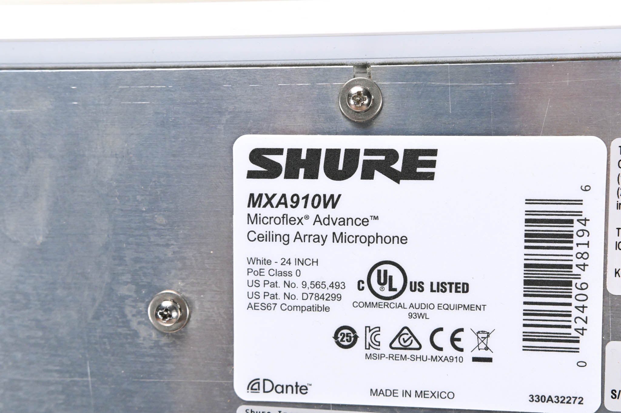 Shure MXA910W Ceiling Array Microphone