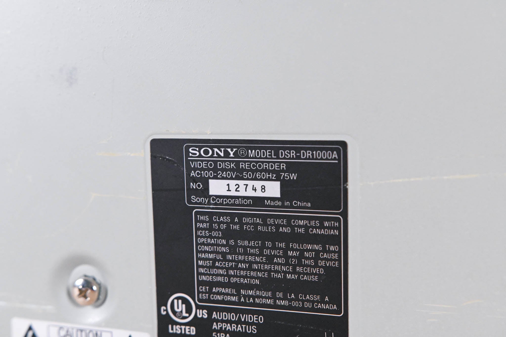 Sony DSR-DR1000A DVCAM Hard Disk Drive Recorder