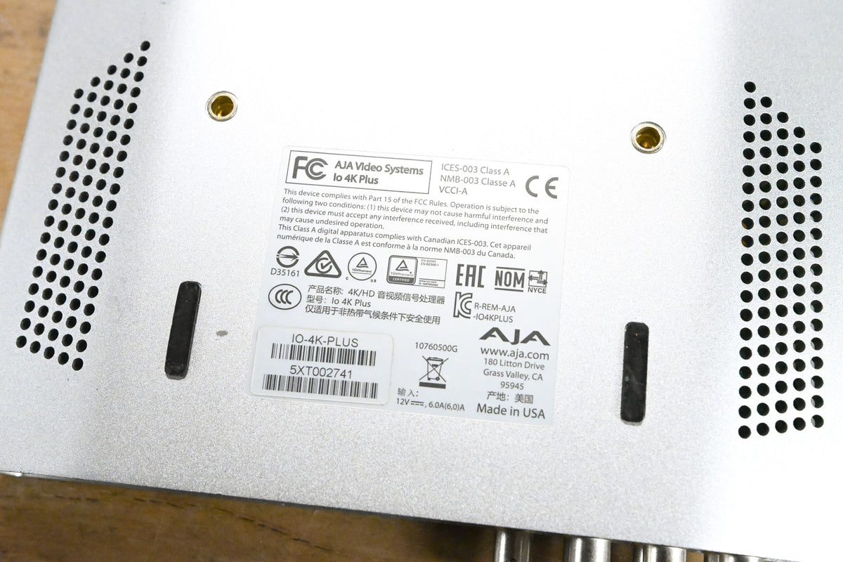 AJA Io 4K Plus Professional Video I/O for Thunderbolt 3 NO POWER SUPPLY