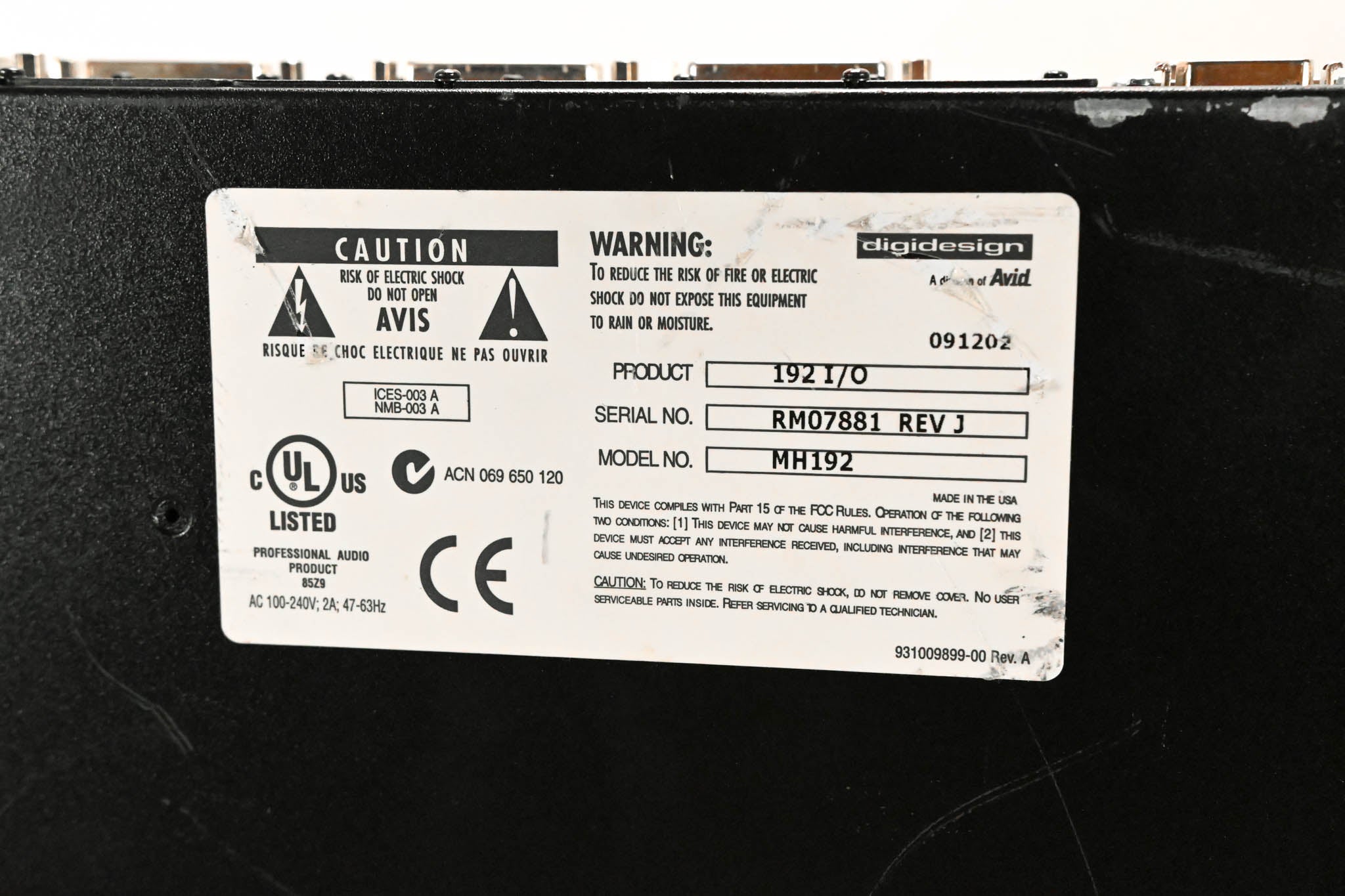 Digidesign 192 I/O Digital Recording Interface