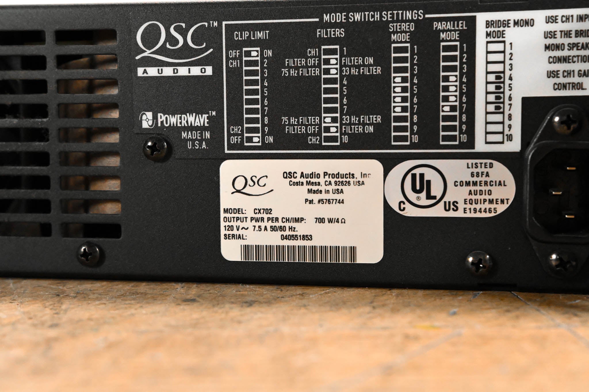 QSC CX702 2-Channel 700W Power Amplifier