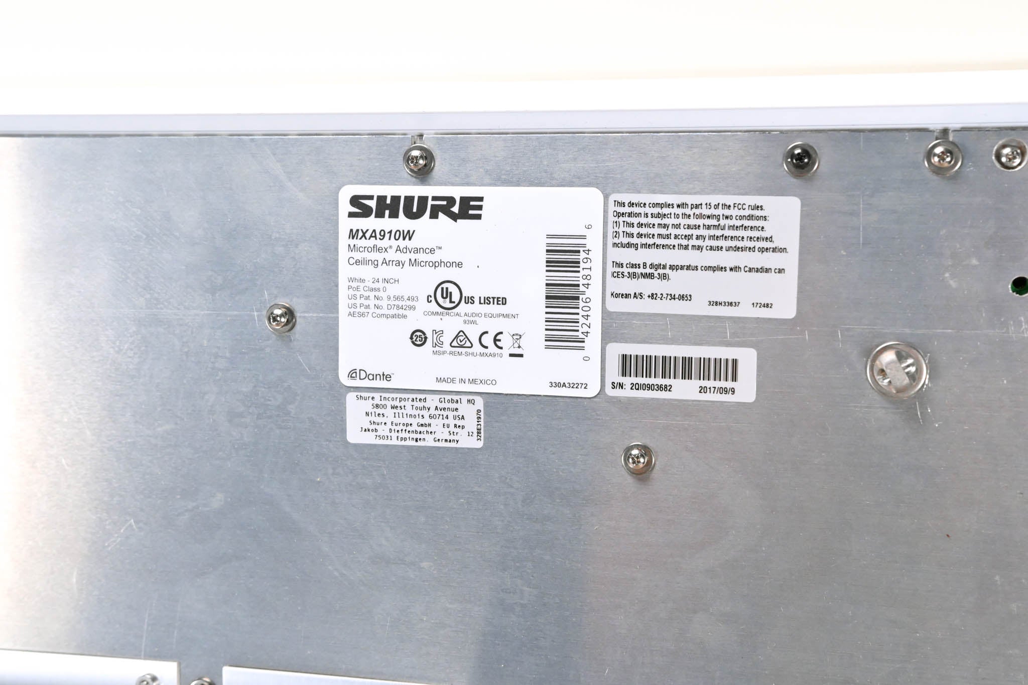 Shure MXA910W Ceiling Array Microphone