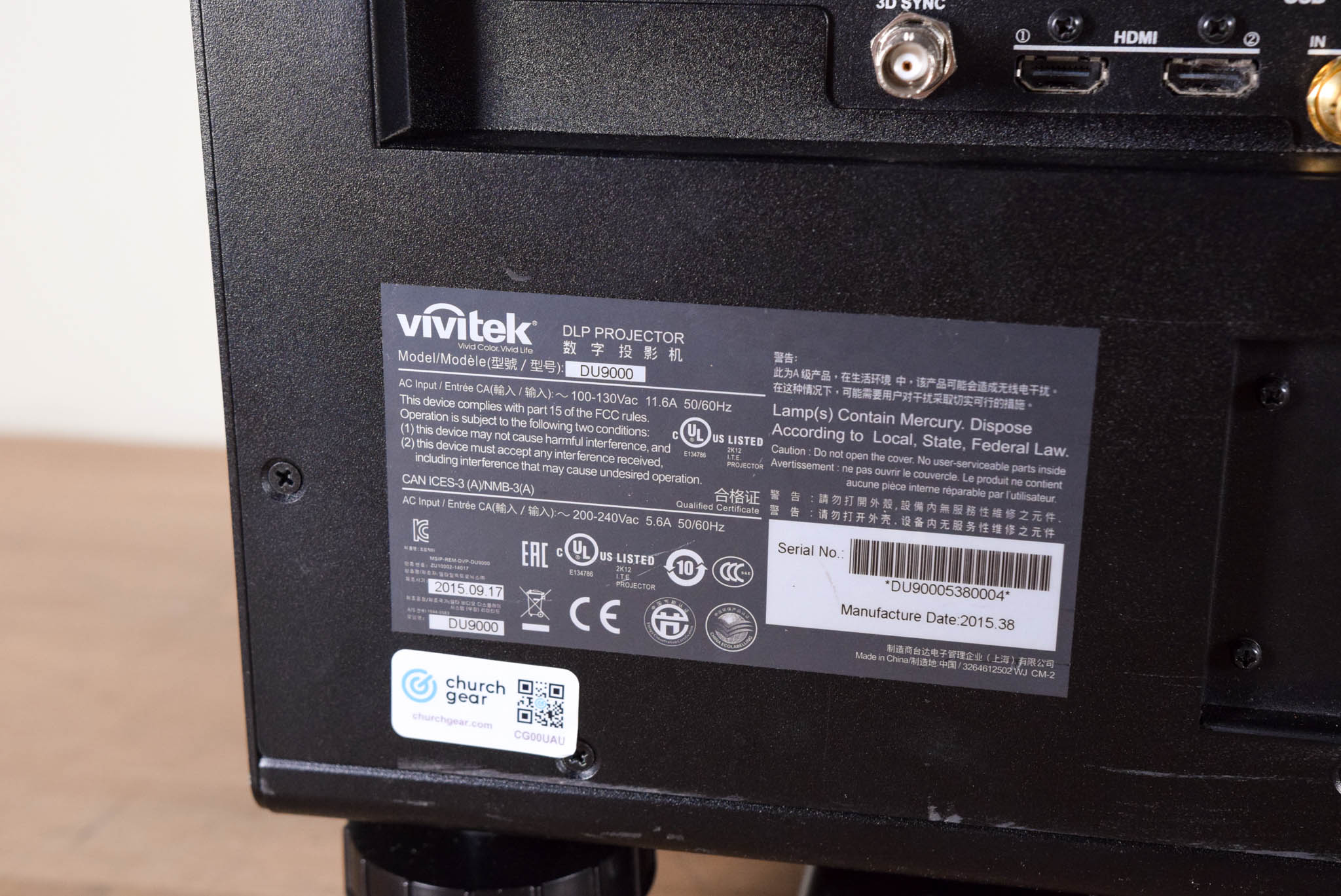 Vivitek DU9000 12,000 Lumen WUXGA Large Venue Projector