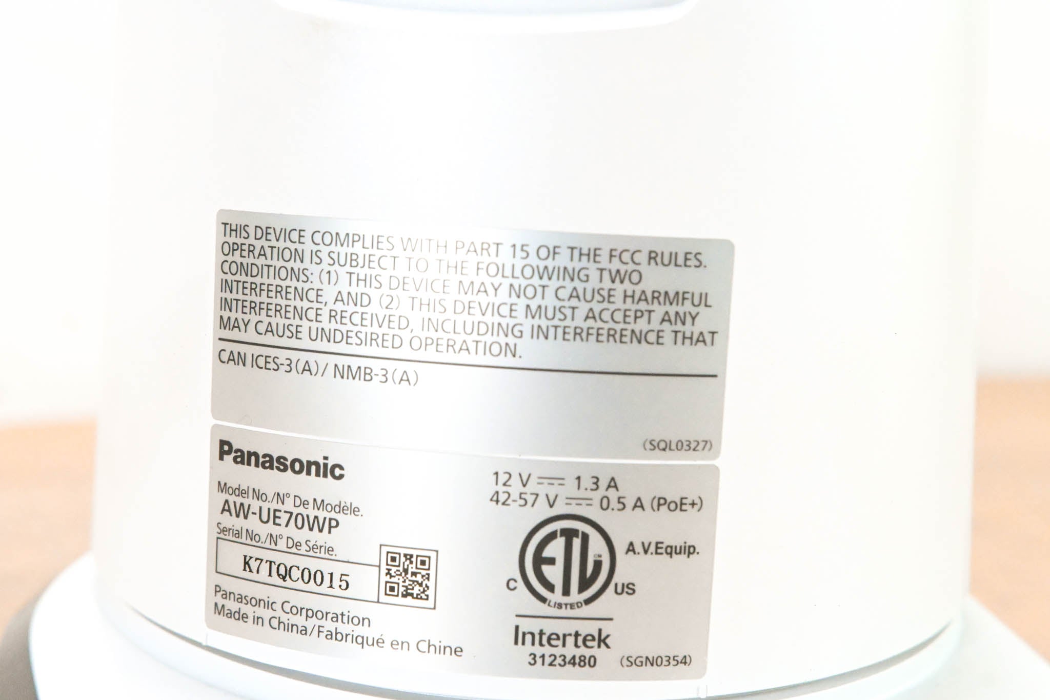 Panasonic AW-UE70WP 4K PTZ Camera w/ 20x Optical Zoom (NO PSU)