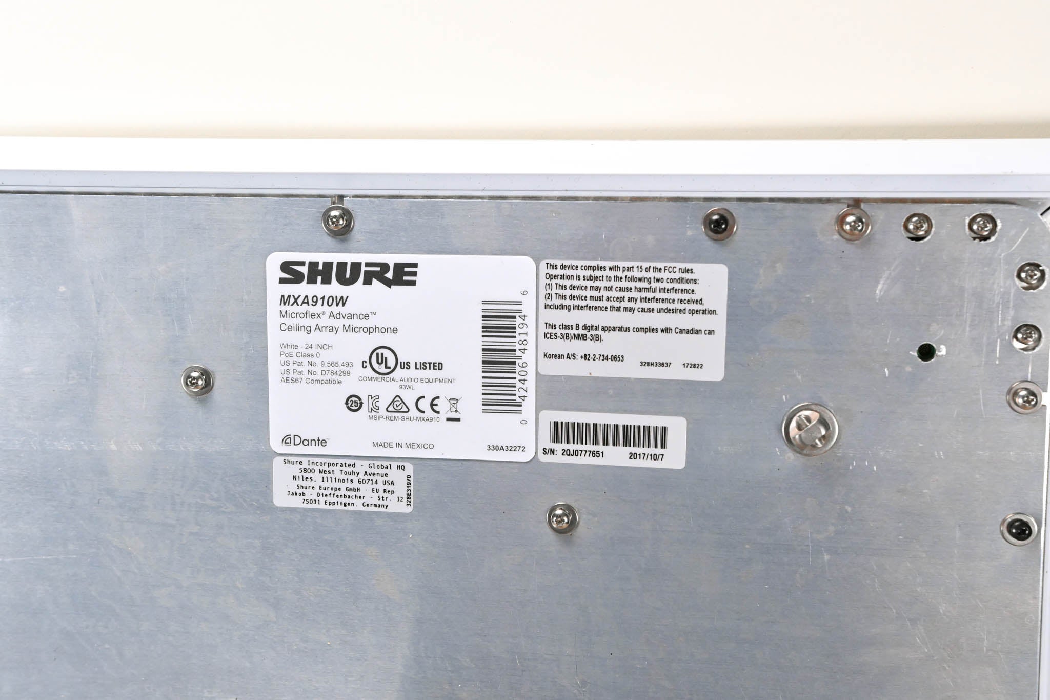 Shure MXA910W Ceiling Array Microphone