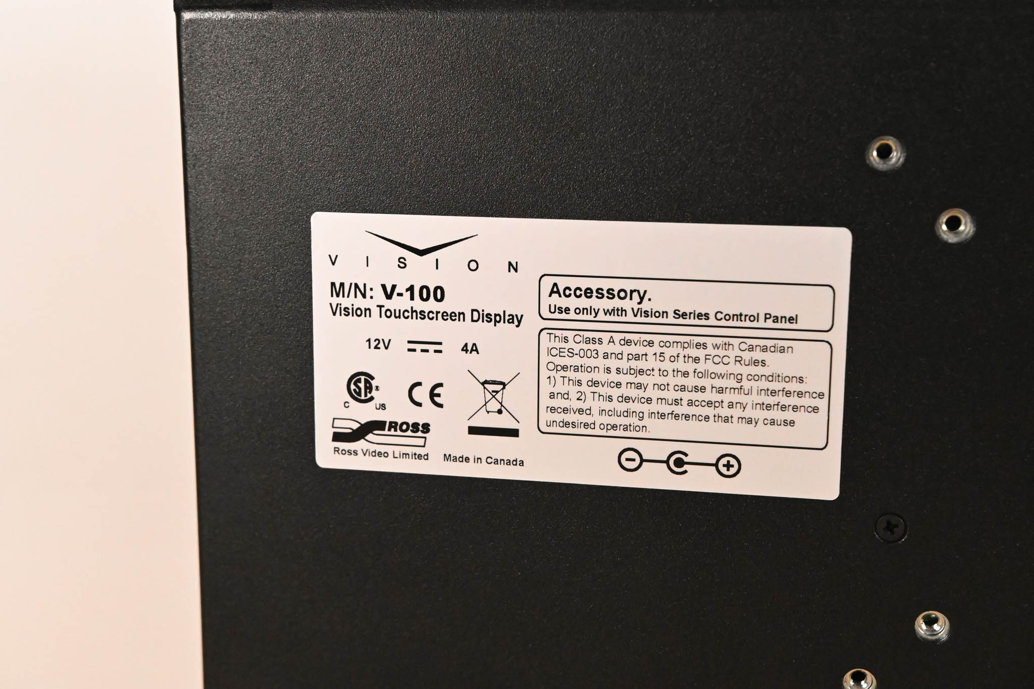 Ross V-100 Vision Touchchscreen Display