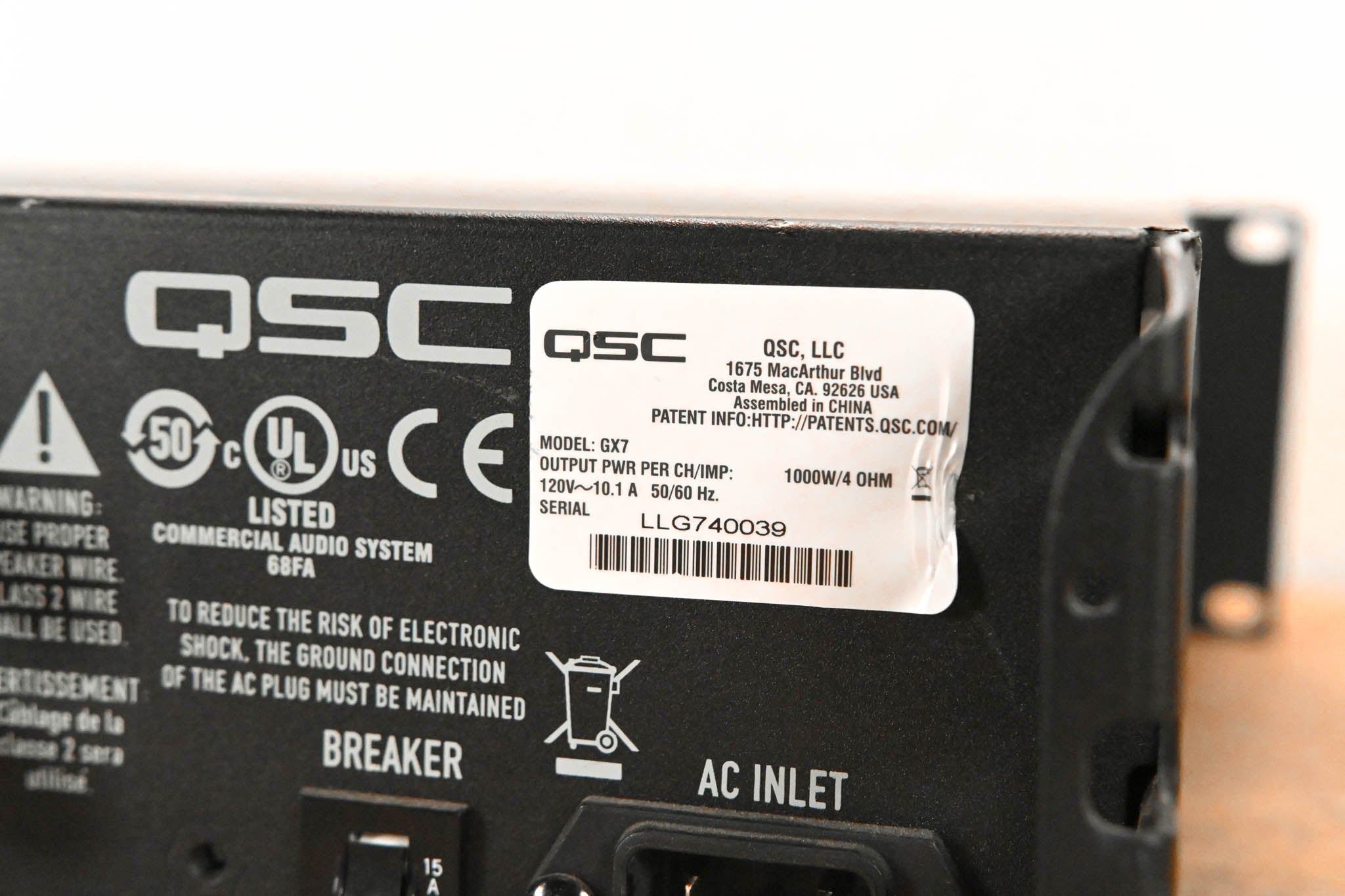 QSC GX7 2-Channel 1000W Power Amplifier