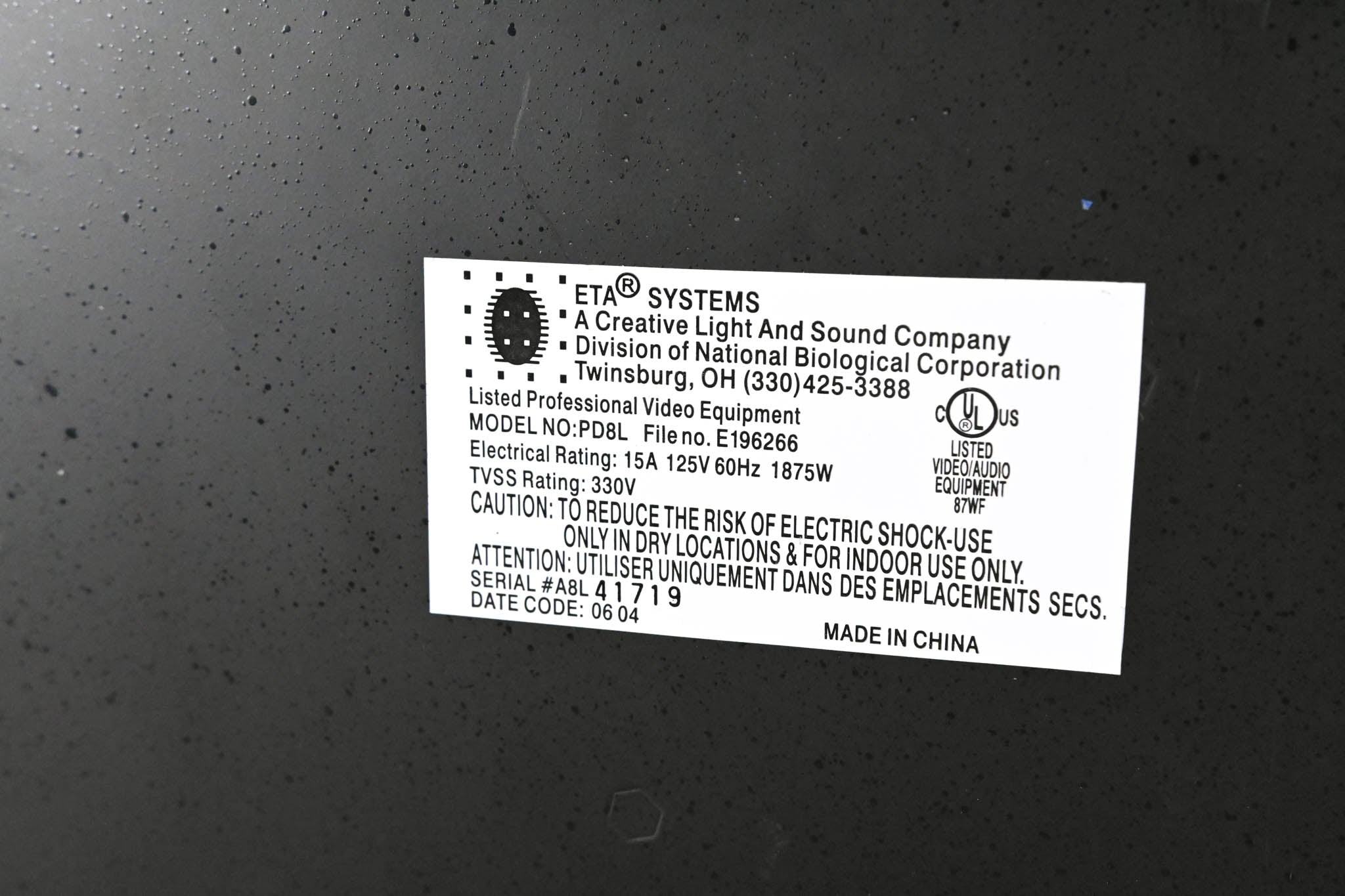 ETA Systems PD8L Conditioned Power Distributor