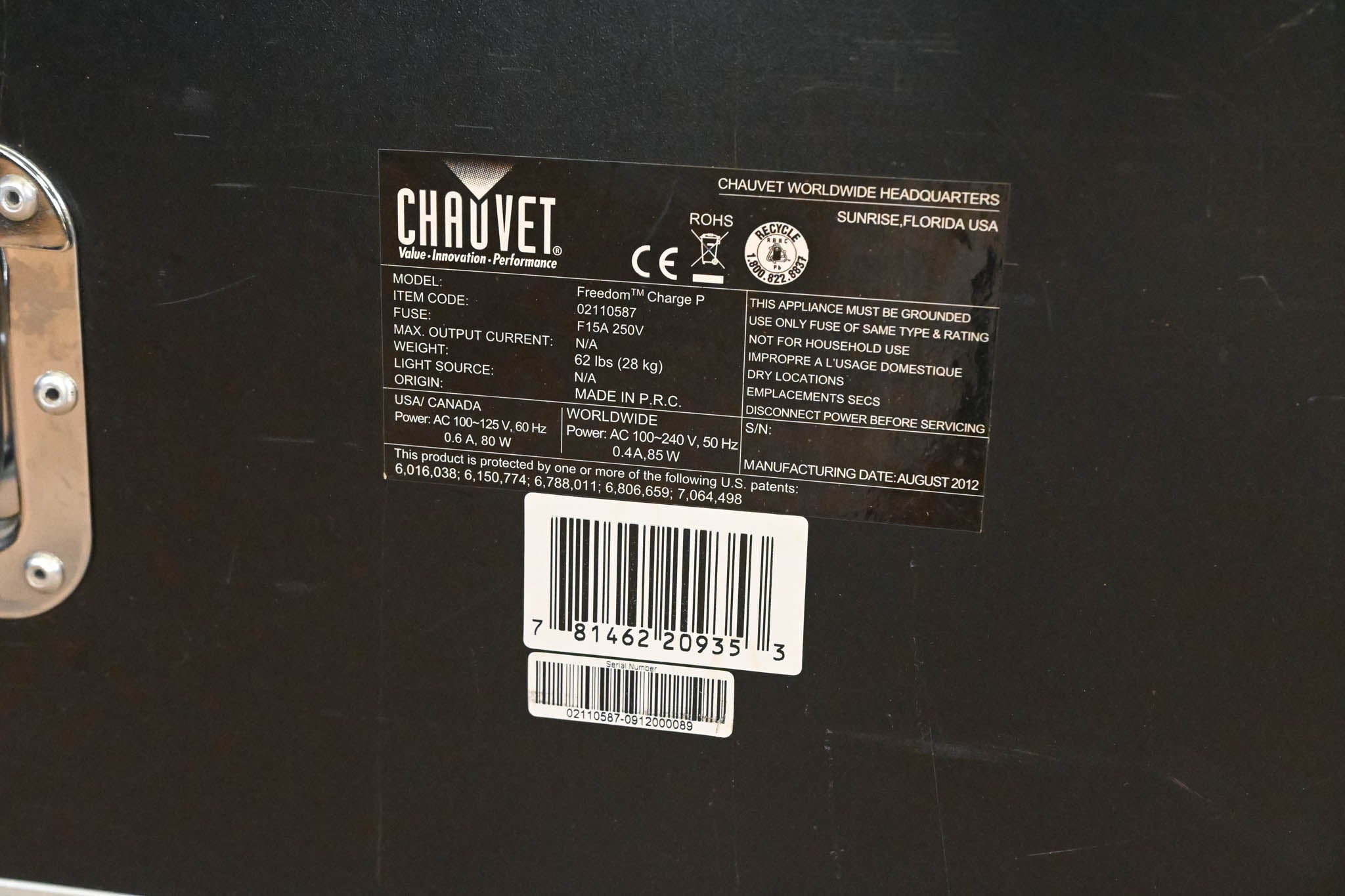 Chauvet Freedom Charge P Charging Case for Freedom Par Lighting Fixtures