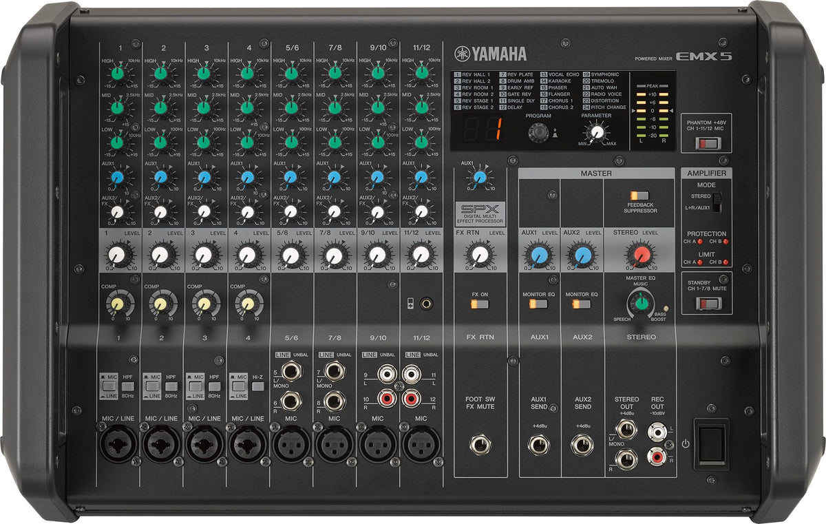 12-Input Powered Mixer w/ Dual 630 Watt Amp
