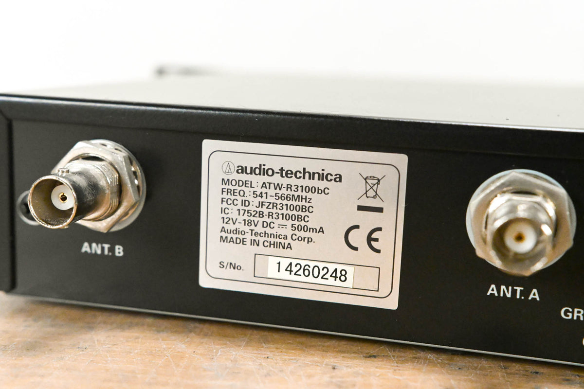 Audio-Technica ATW-R3100bC Receiver w/ ATW-T310bC Bodypack: 541-566 MHz