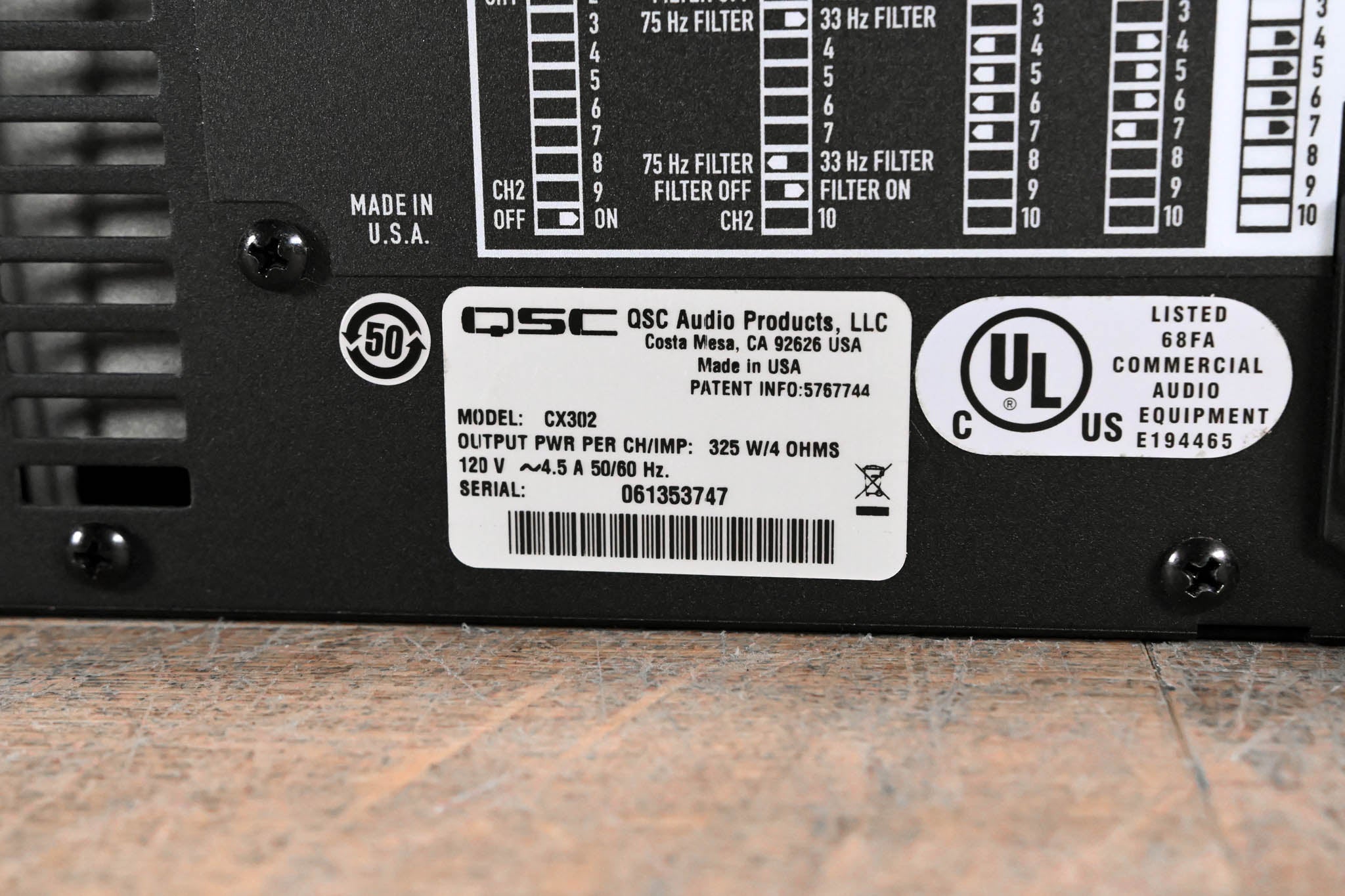 QSC CX302 2-Channel Power Amplifier