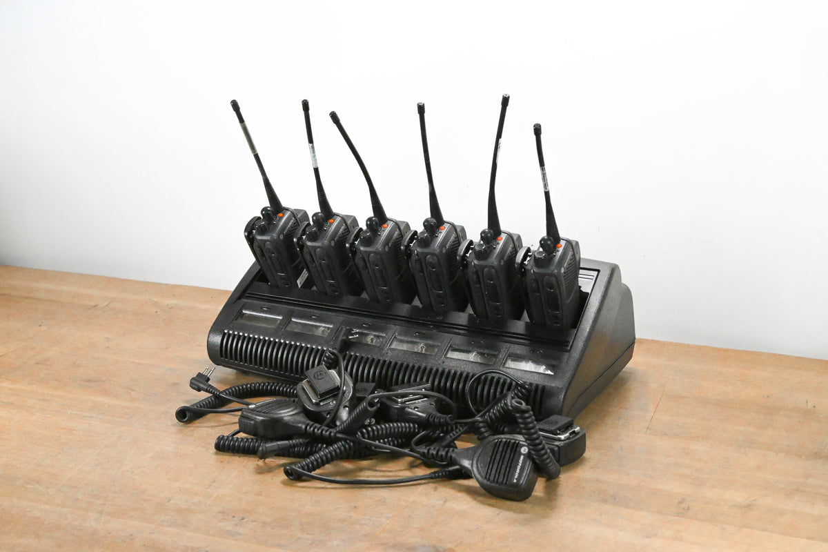 Motorola PR860 UHF (450-512MHz) 6-Radio Bundle w/ Impres Charger & Mics