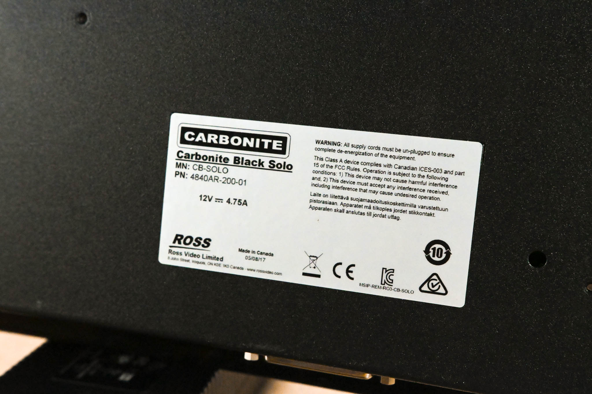Ross Carbonite Black Solo 1 M/E Live Production Switcher