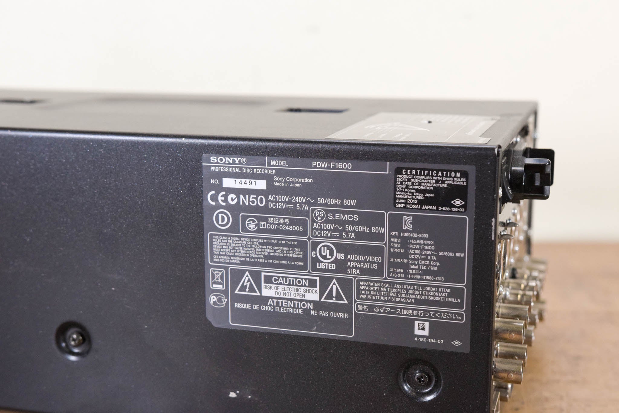 Sony PDW-F1600 XDCAM HD Player/Recorder CG00SZT Sony PDW-F1600 XDCAM HD Player/Recorder CG00SZT