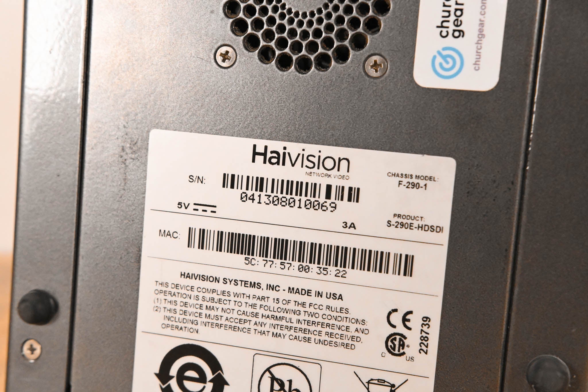 HaiVision S-290E-HDSDI Makito 3G-SDI Encoder Appliance (NO POWER SUPPLY)