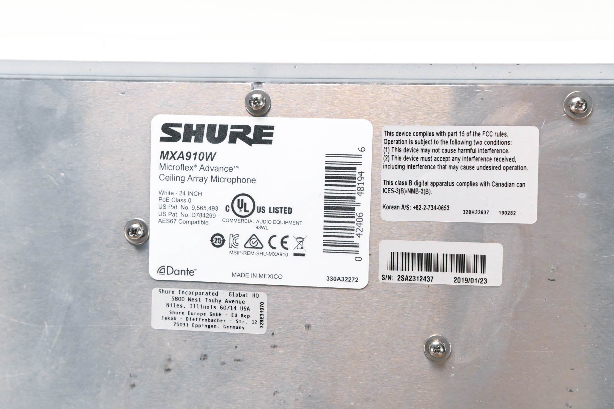 Shure MXA910W Ceiling Array Microphone