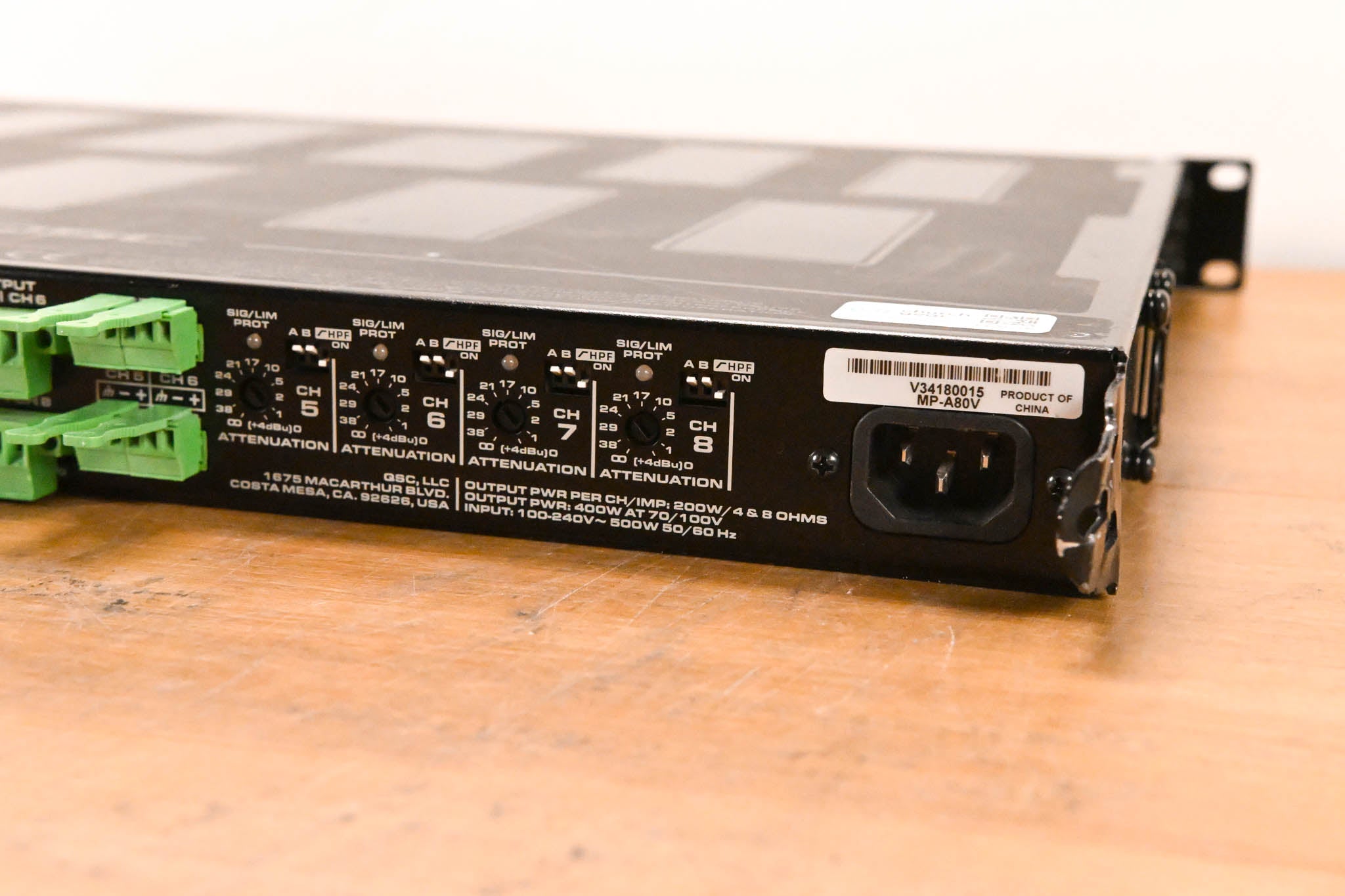 QSC MP-A80V 1600W 8-Channel 70V Power Amplifier