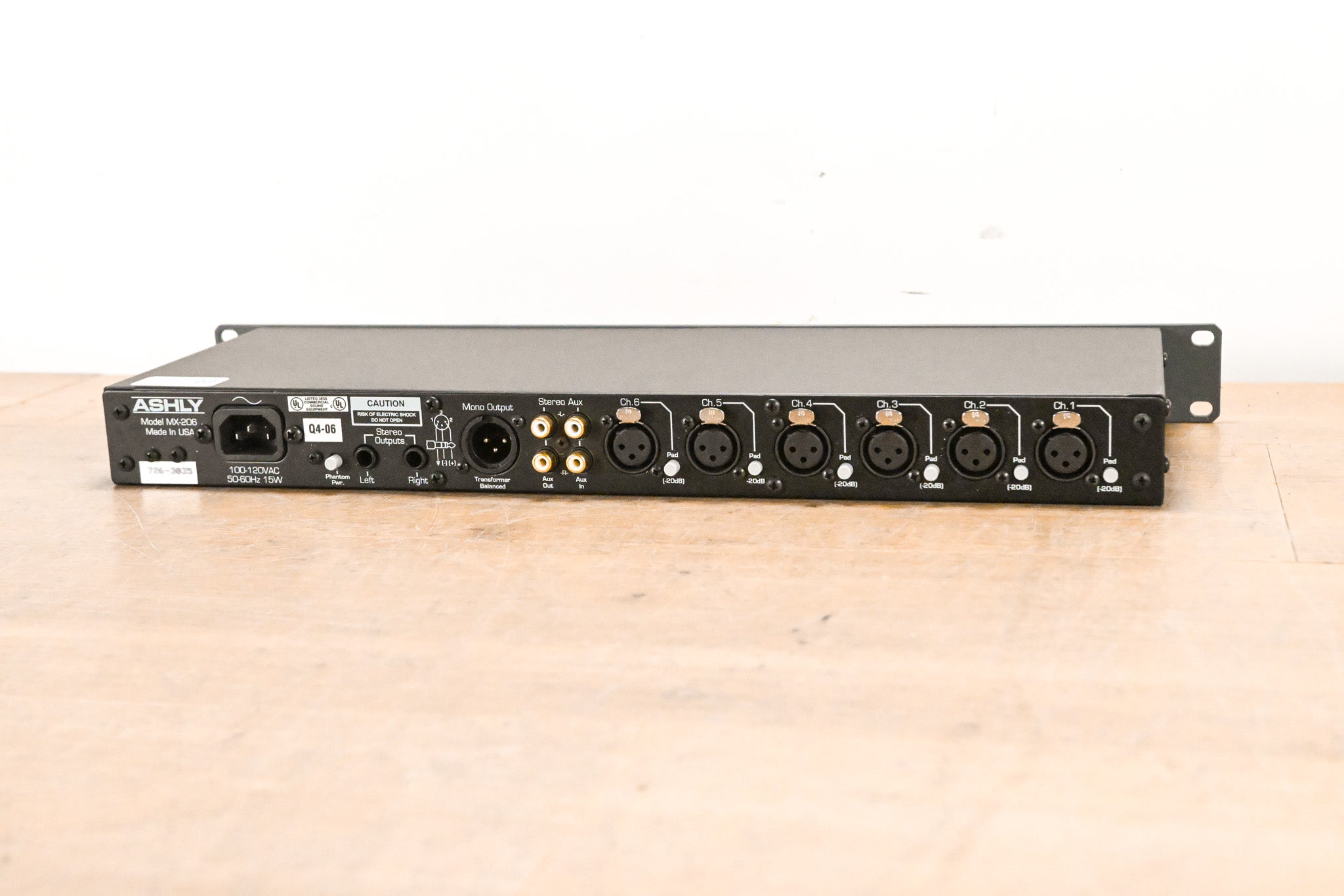 Ashly MX-206 Rack-Mountable 6-Channel, Stereo Microphone Mixer