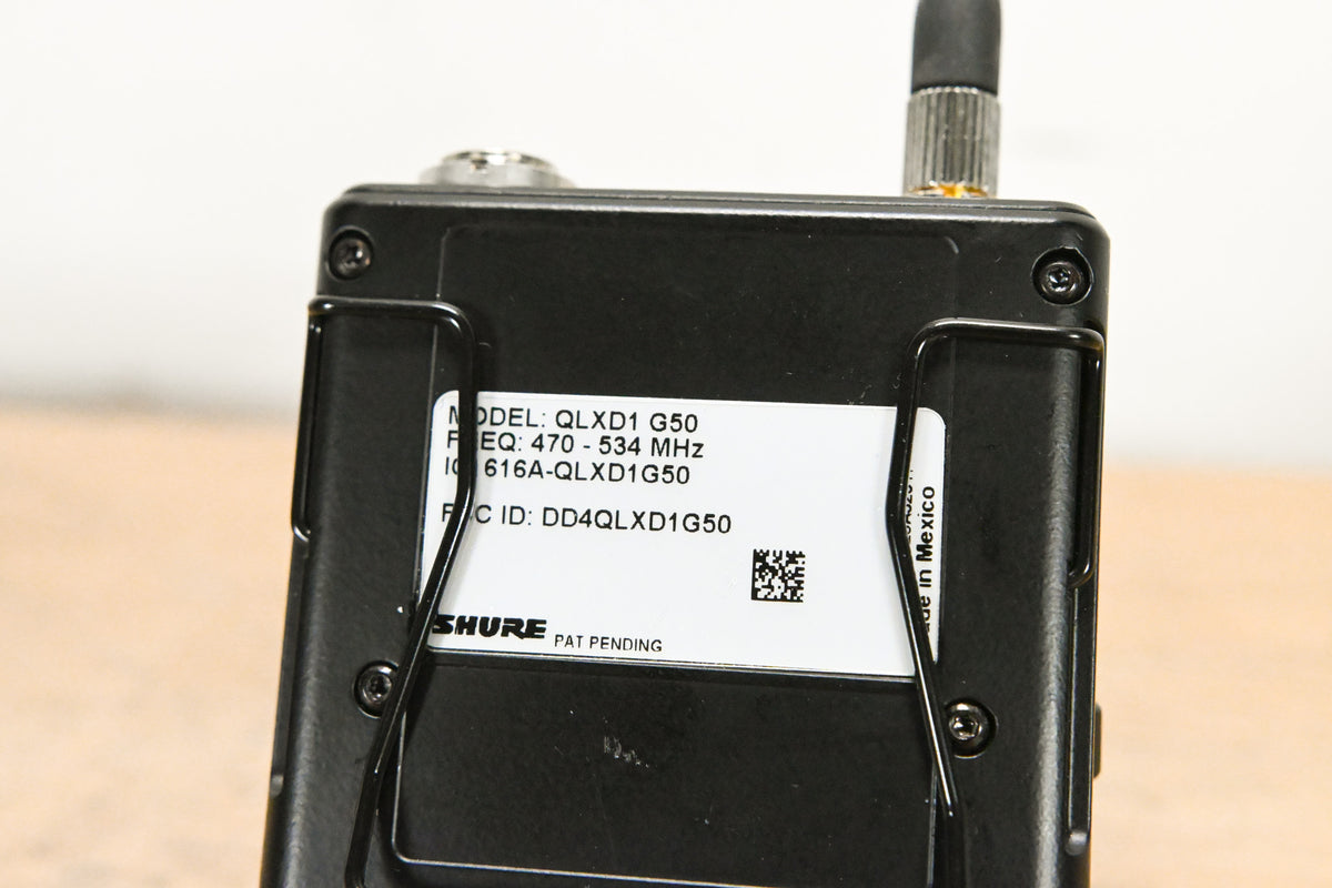 Shure QLXD1 Digital Wireless Bodypack Transmitter G50 Band: 470-534 MHz