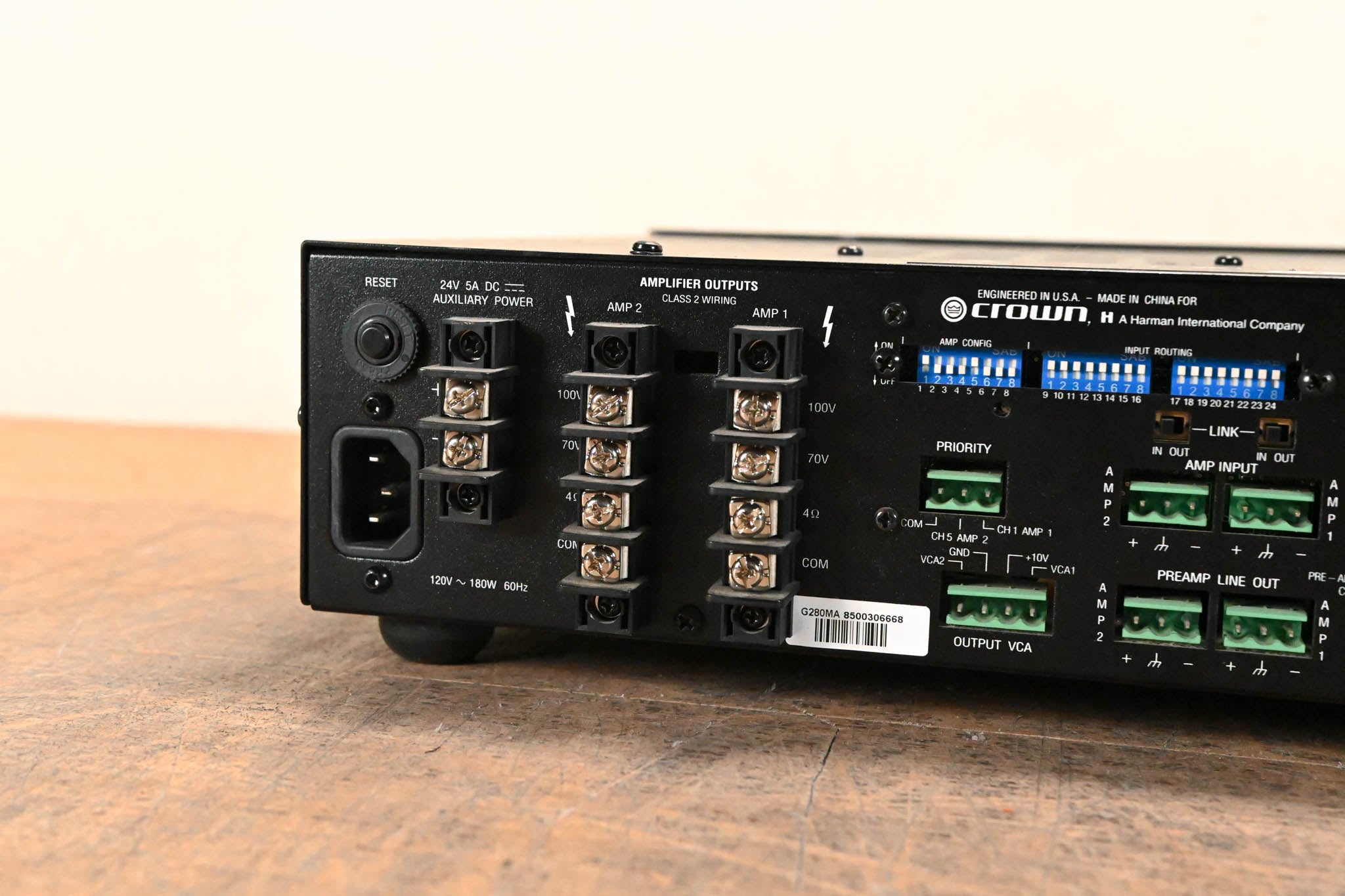 Crown 280MA Eight Input, Dual 80W Mixer-Amplifier
