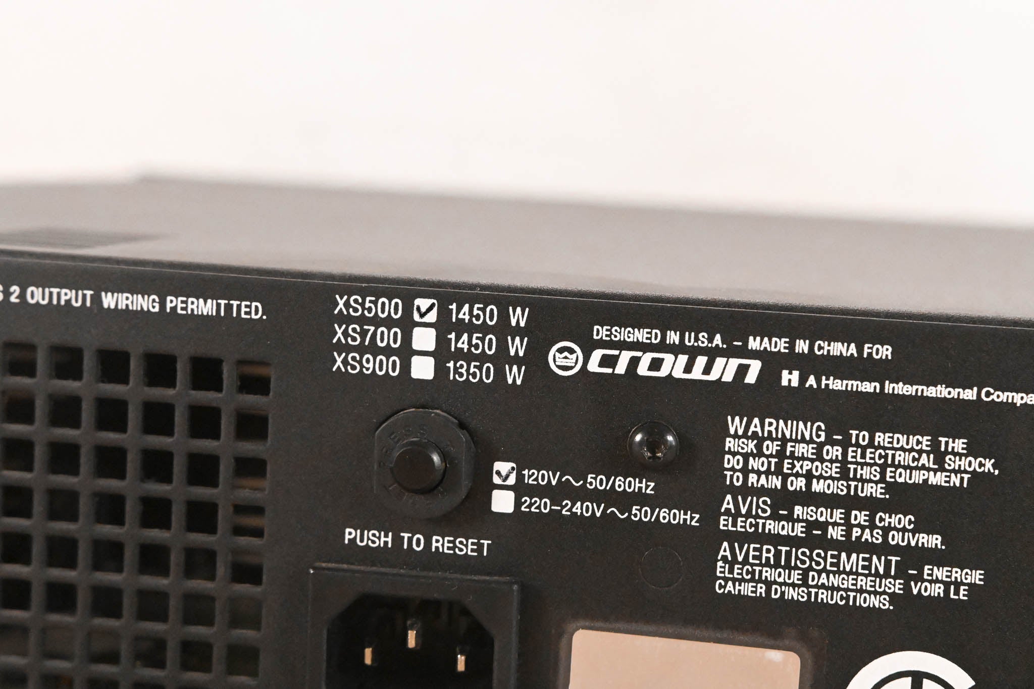 Crown Xs500 2-Channel Power Amplifier